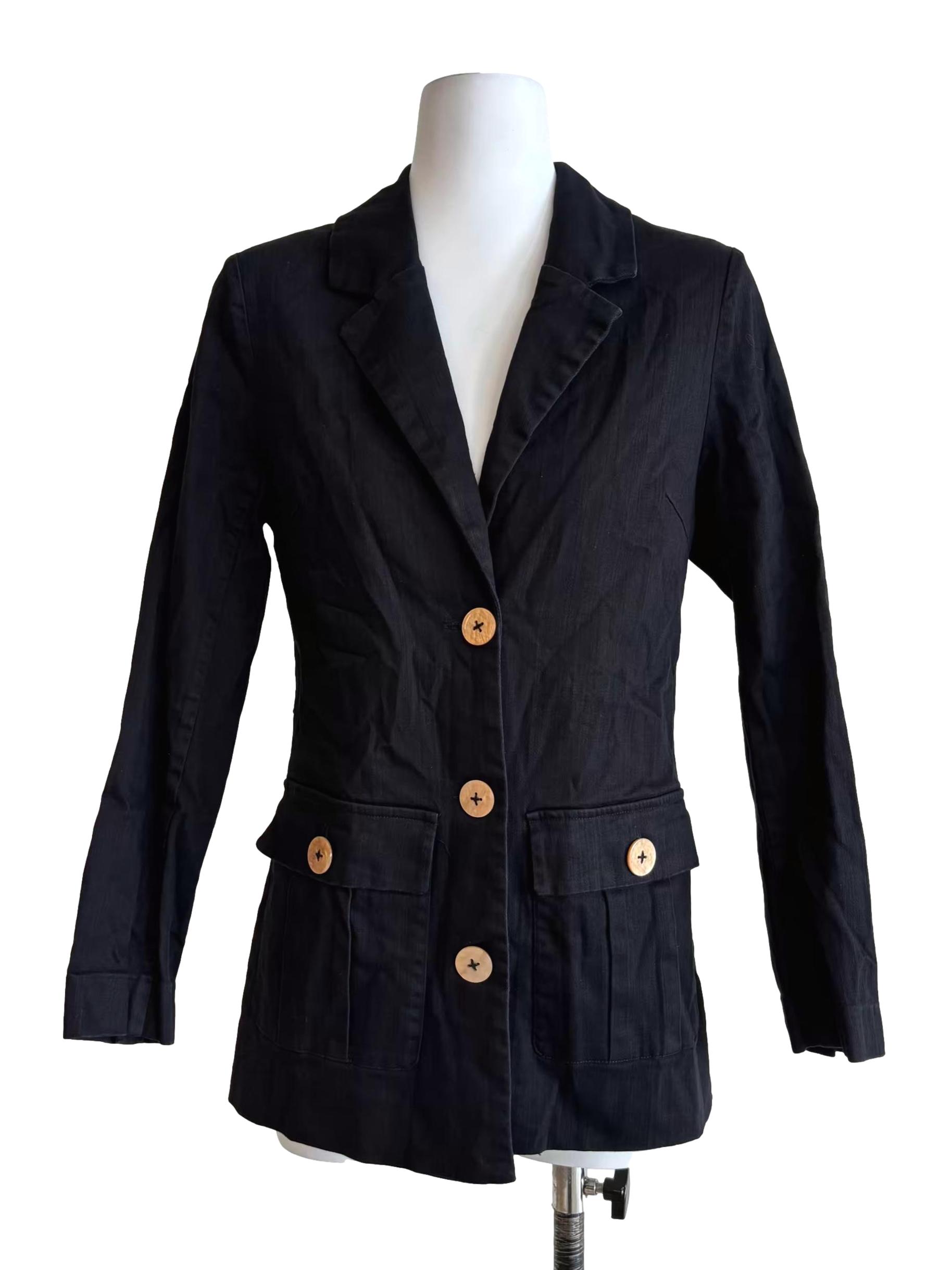 Jade Black Linen Blazer