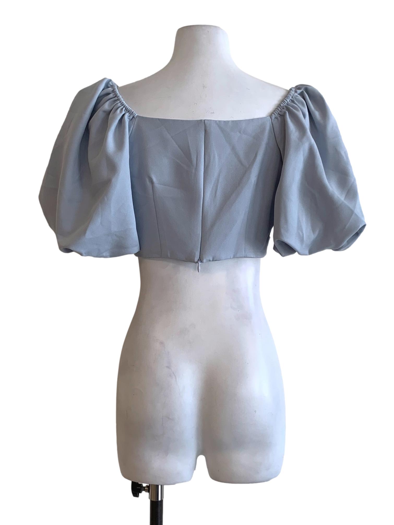 Sky Blue Square Neckline Blouse