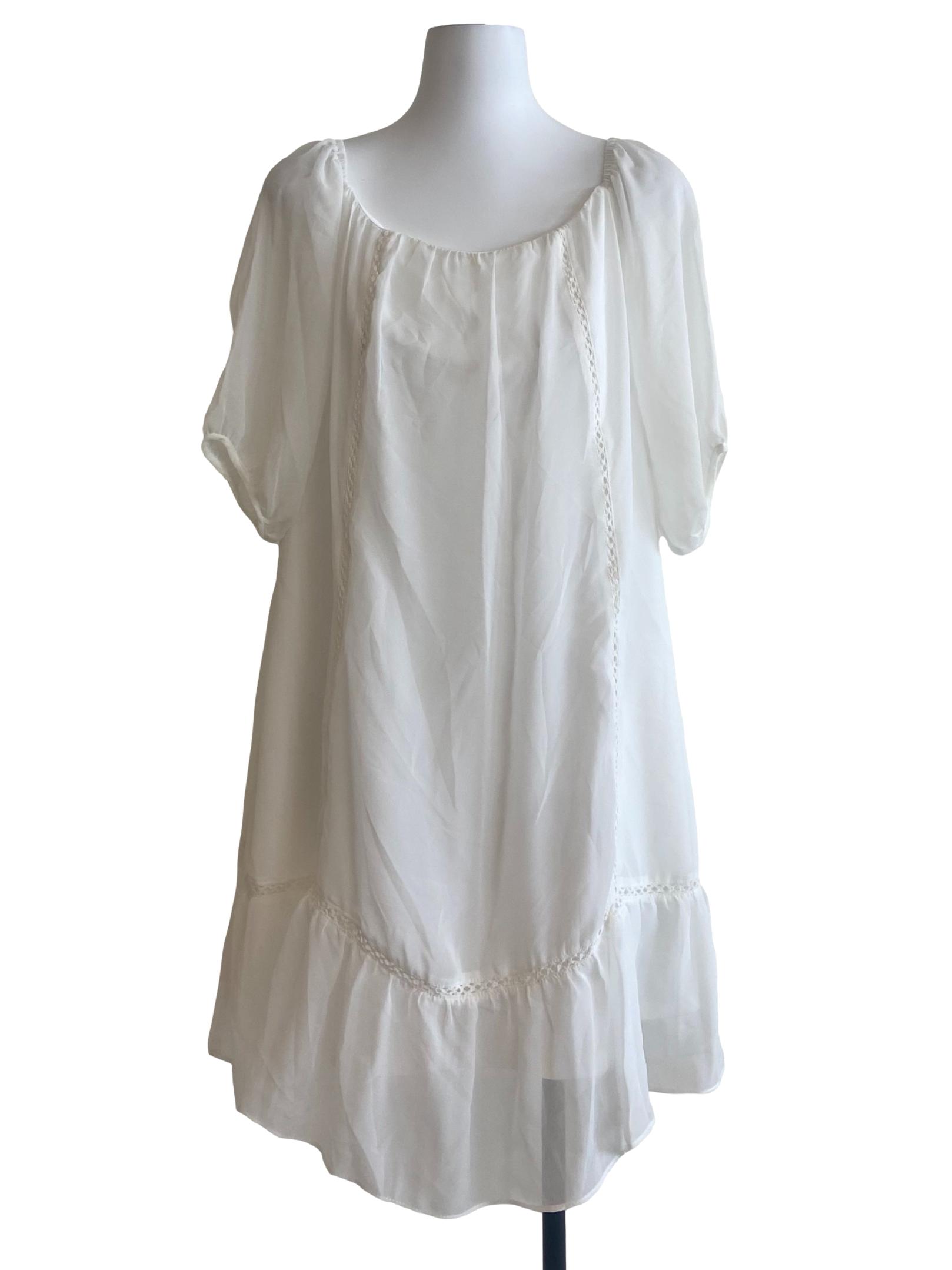 White Embroidery Shift Dress