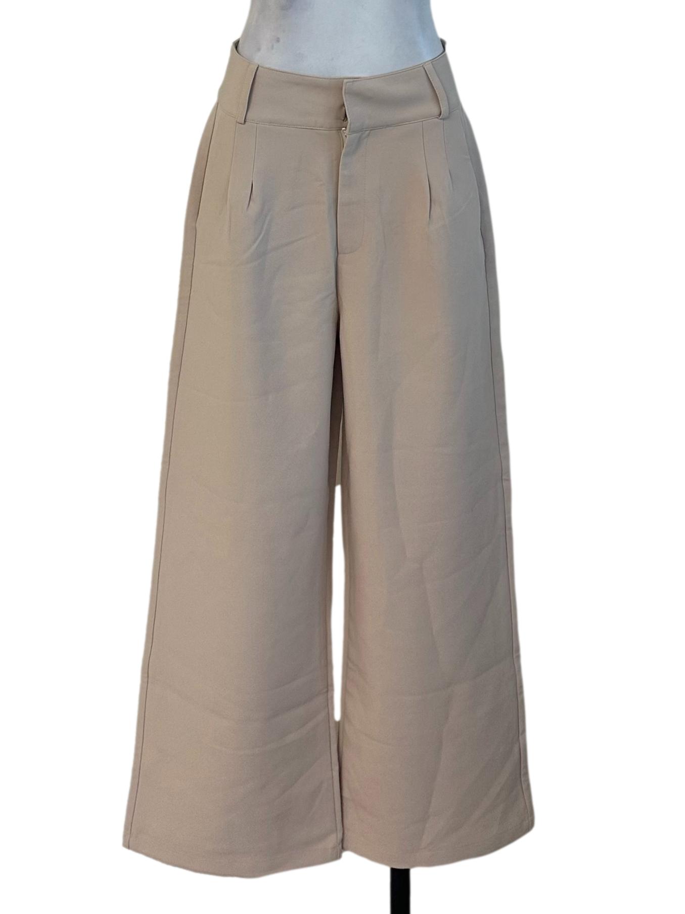 Sand Beige Wide Leg Pants