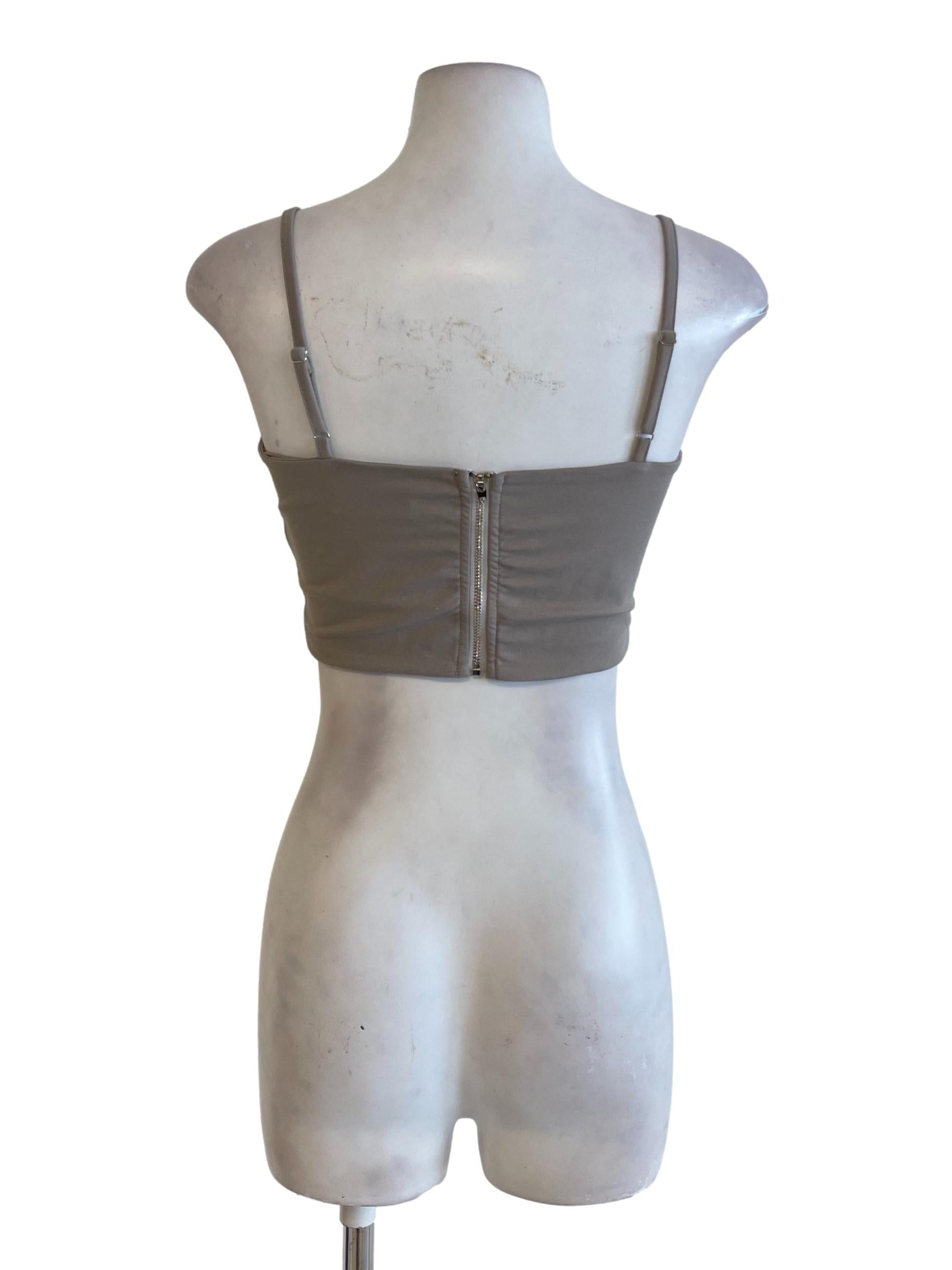 Grey Spaghetti Strap Crop Top