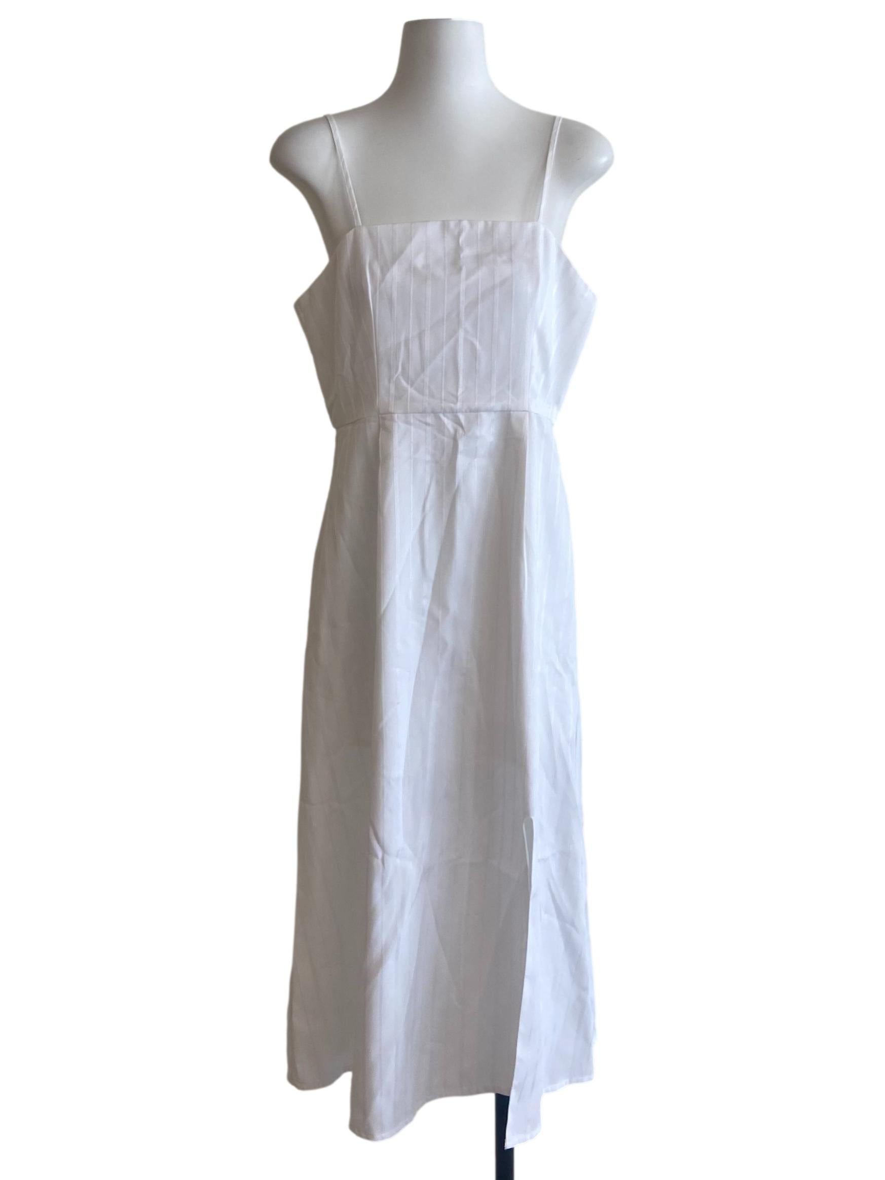 White Slit Apron Dress