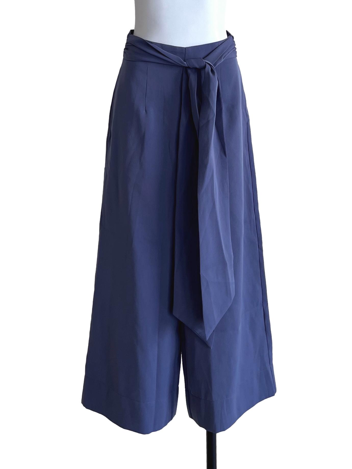 Slate Blue Tie Side Culottes Pants LB