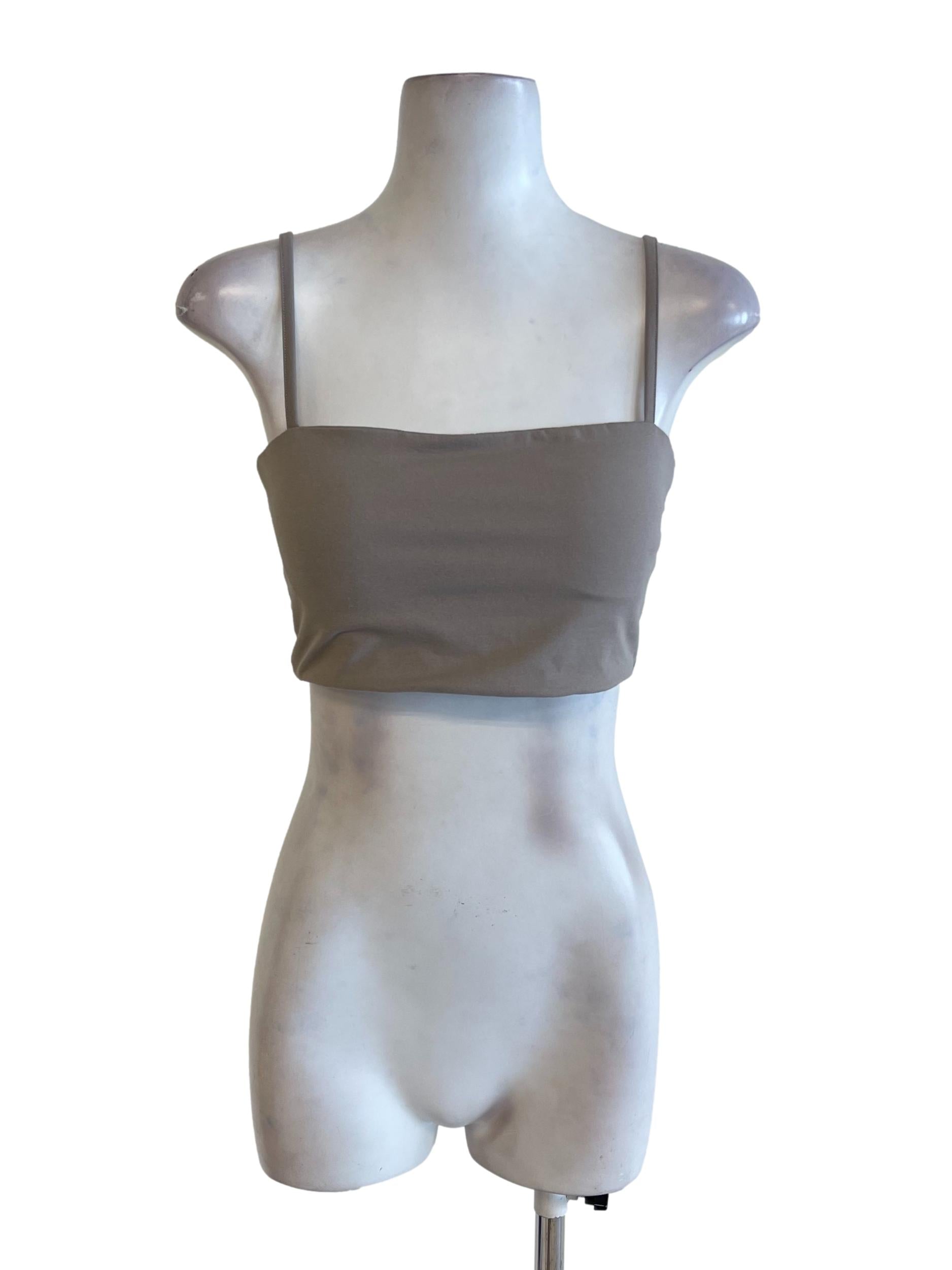 Grey Spaghetti Strap Crop Top