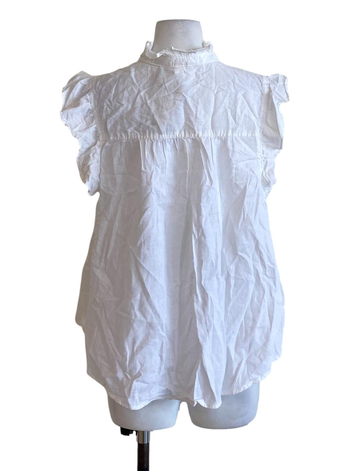 Pure White Ruffle Detail Buttoned Down Shirt Blouse