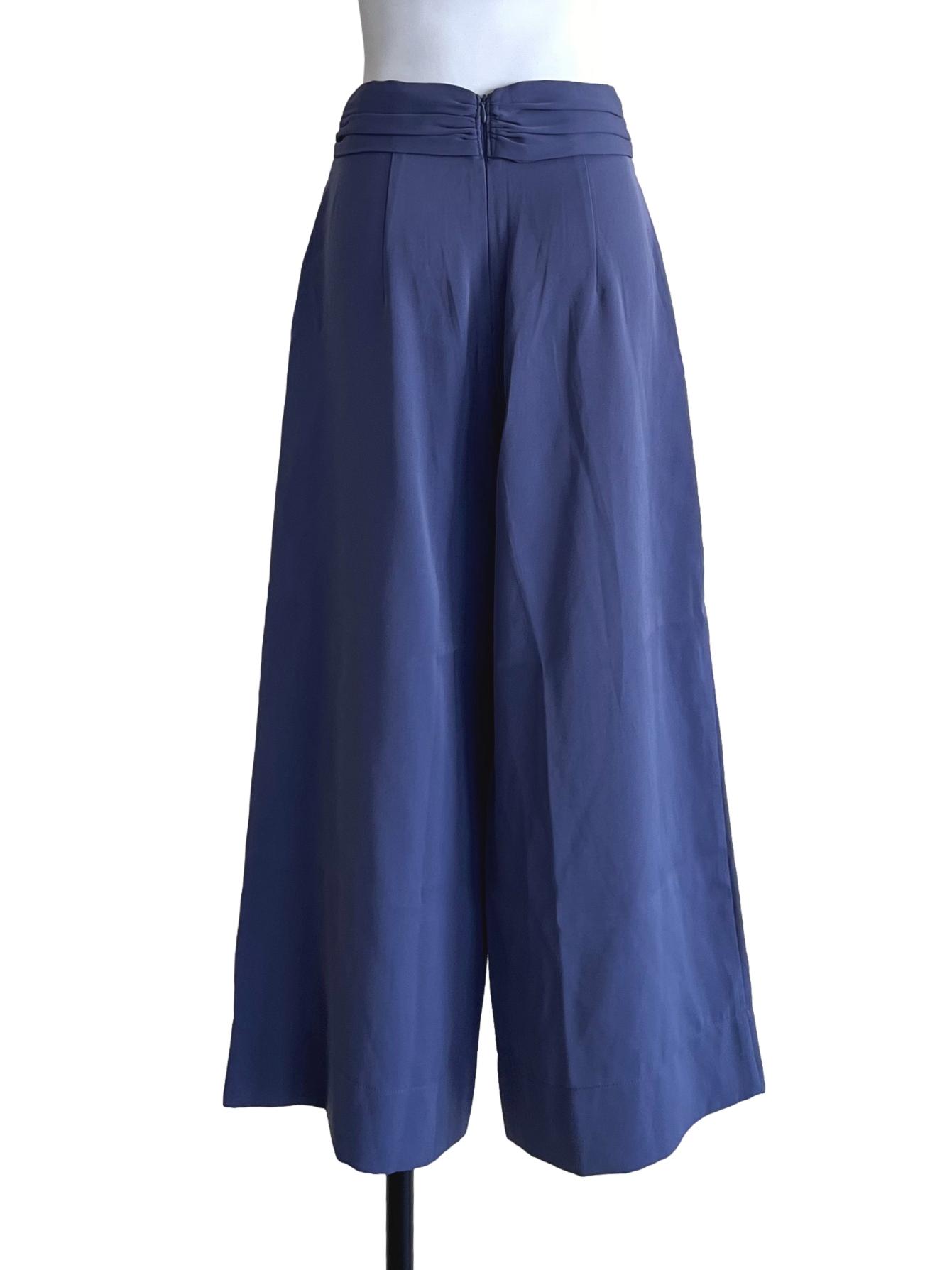 Slate Blue Tie Side Culottes Pants LB