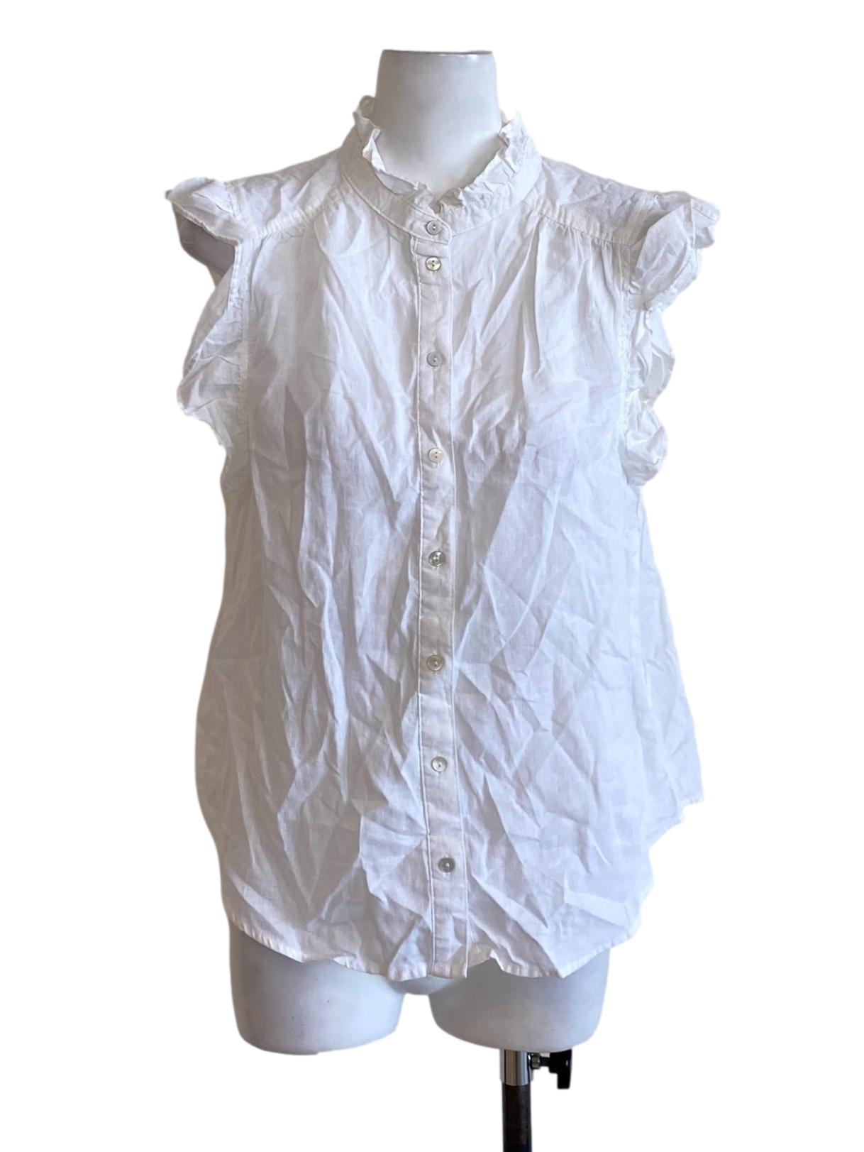 Pure White Ruffle Detail Buttoned Down Shirt Blouse