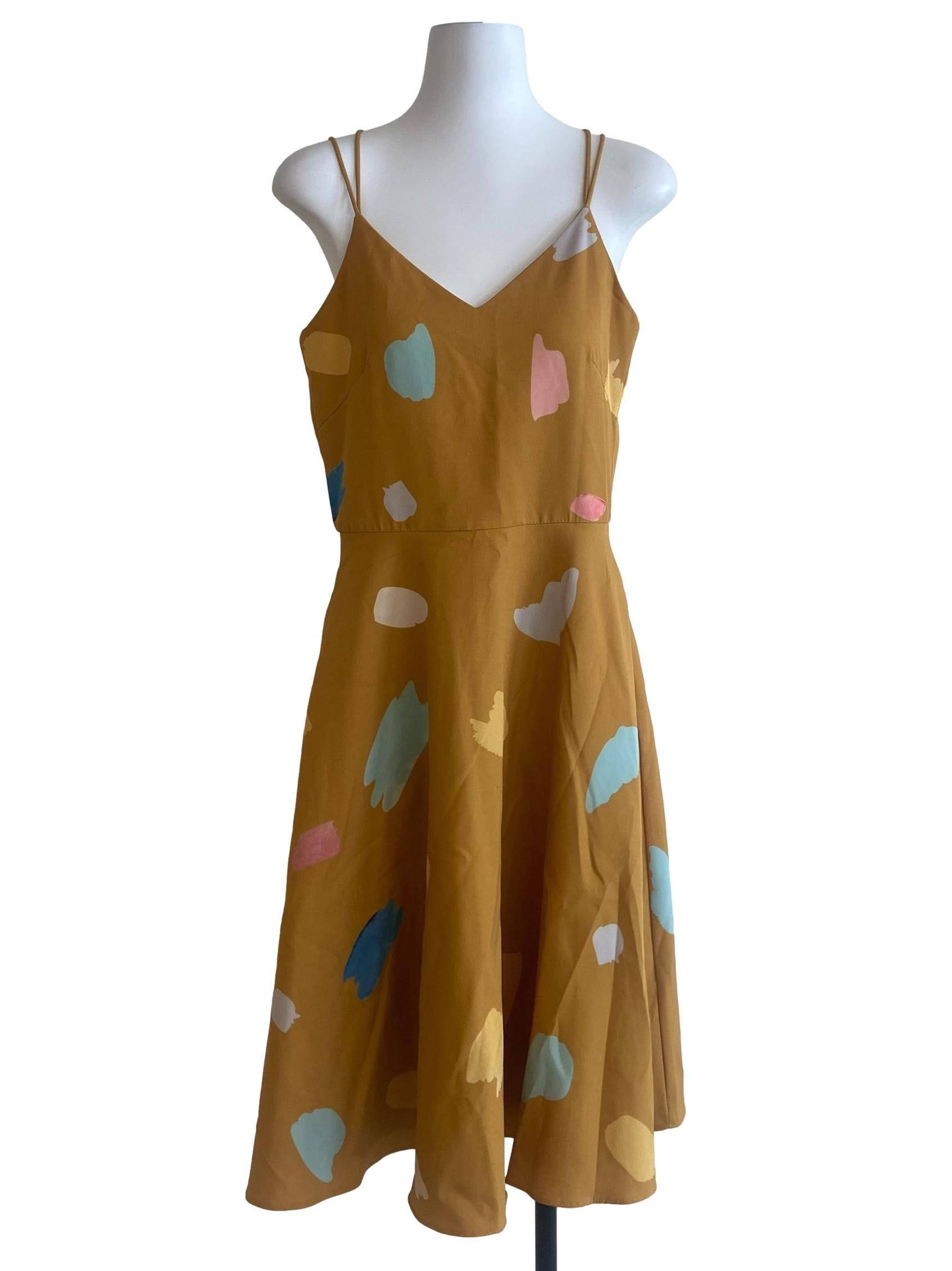 Canary Yellow Spaghetti  Straps A-Line Dress
