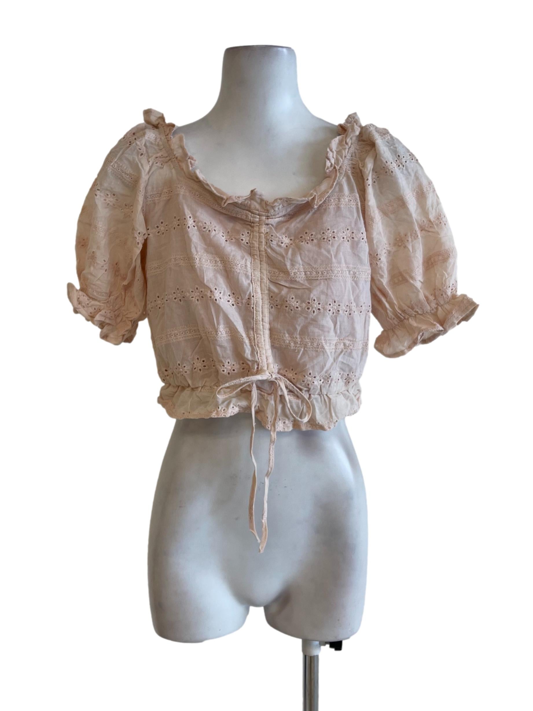 Orange Cantaloupe Eye Crochet Peasant Top
