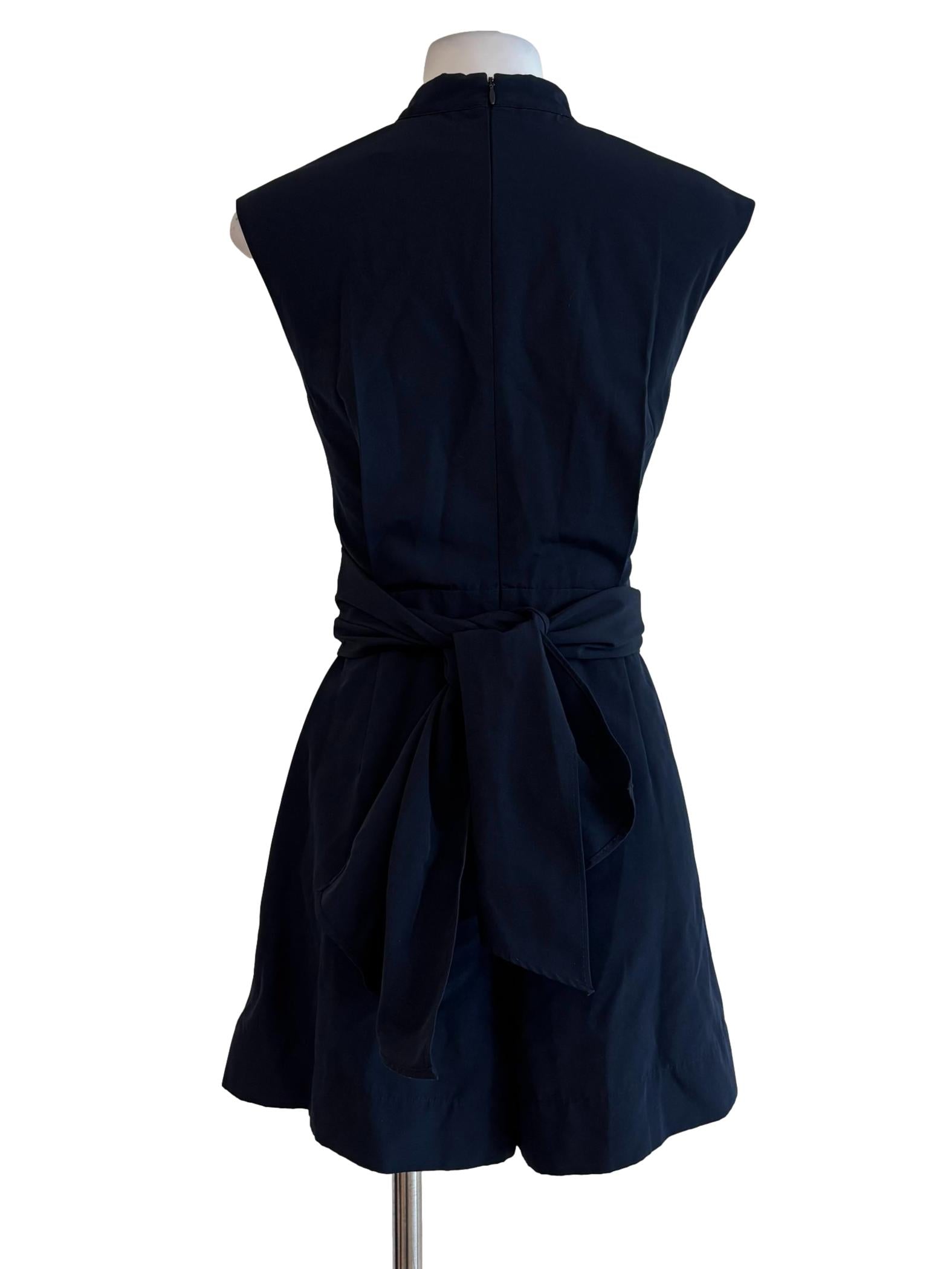 Navy Blue Sleeveless Mock Neck Rompers