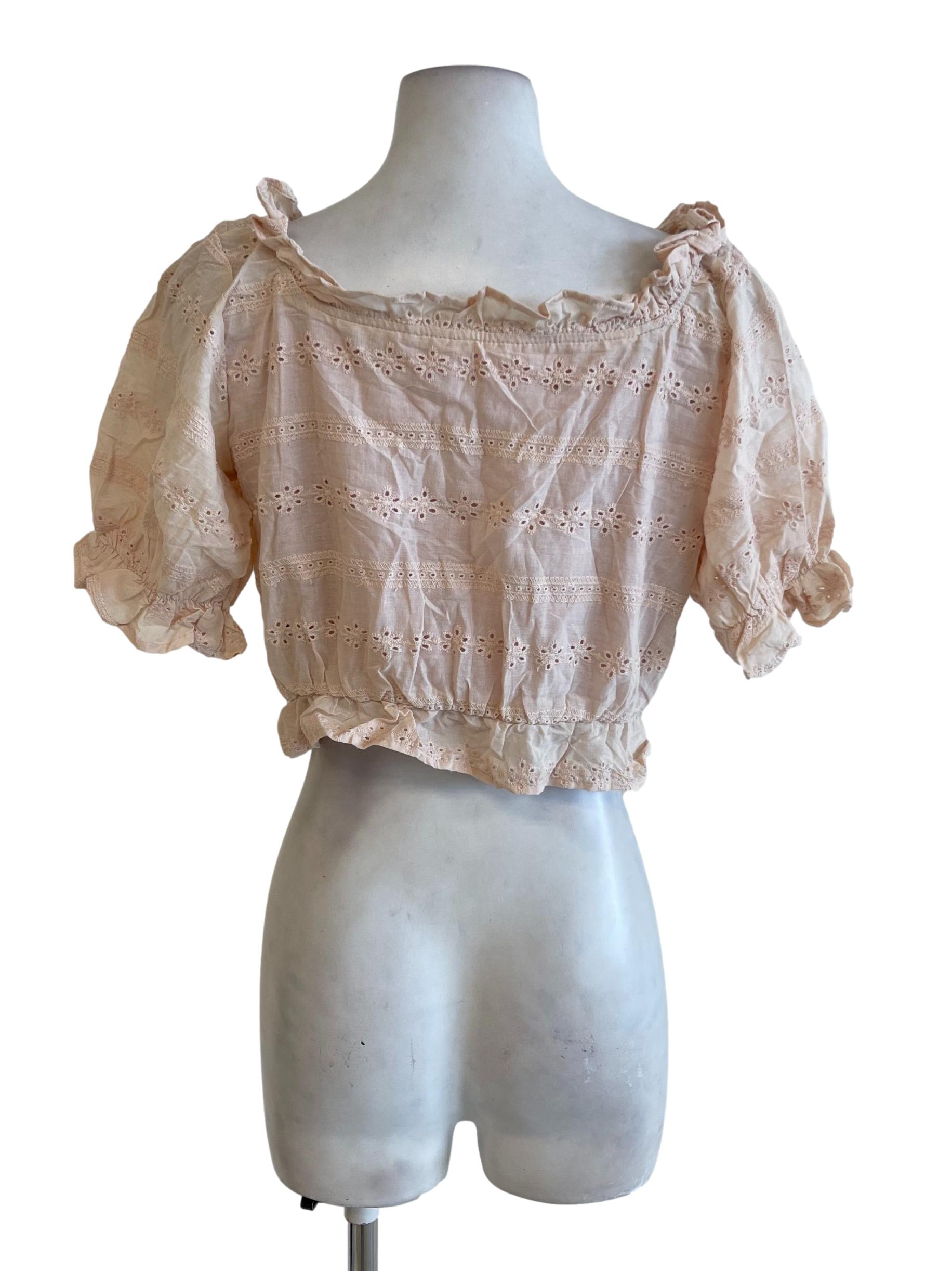 Orange Cantaloupe Eye Crochet Peasant Top