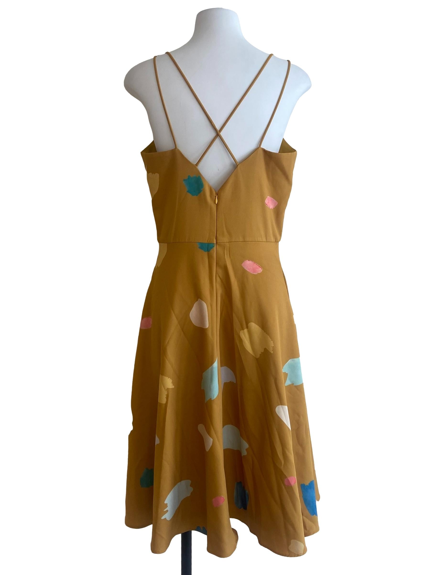Canary Yellow Spaghetti  Straps A-Line Dress