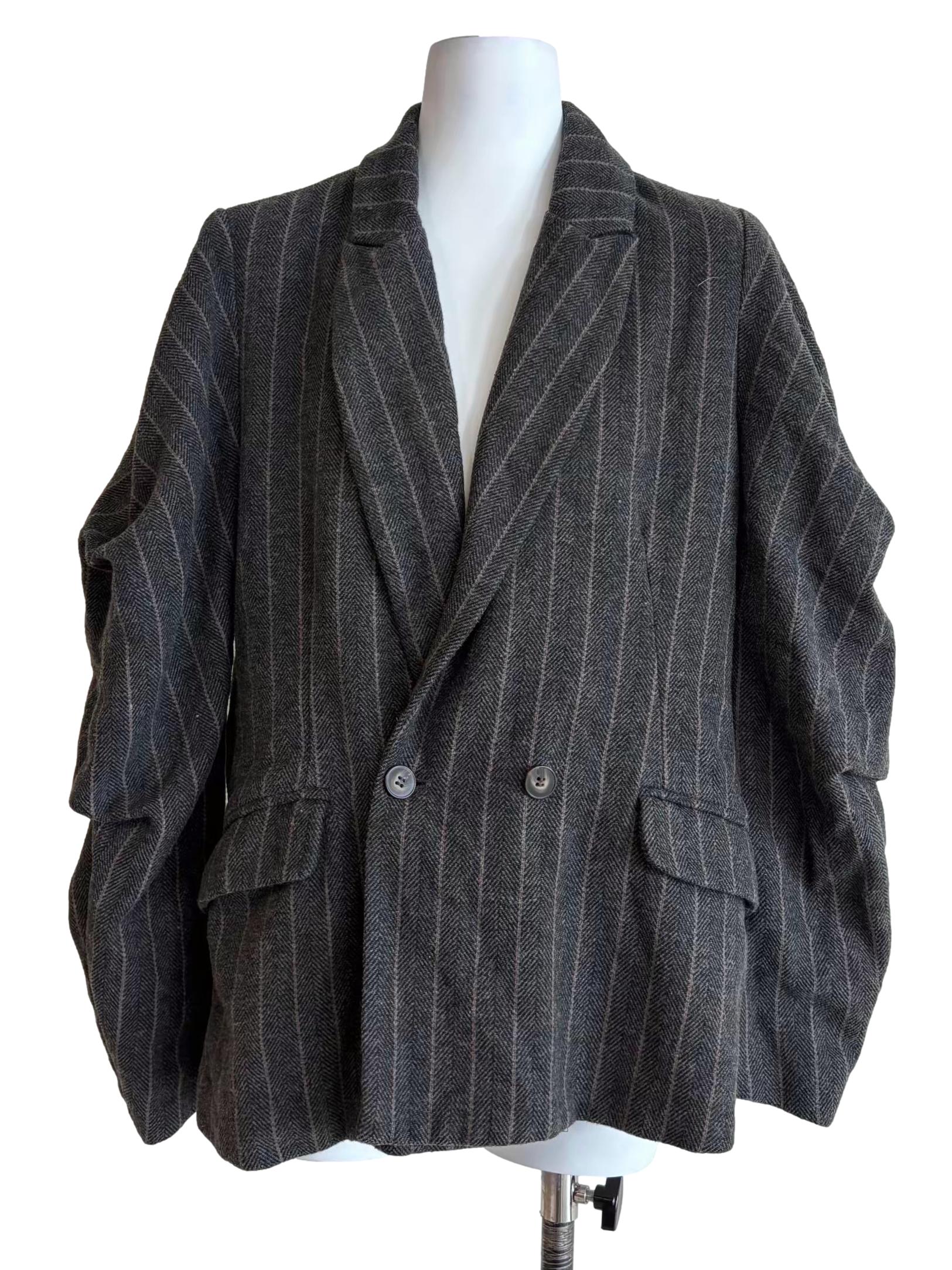 Ash Grey Striped Blazer