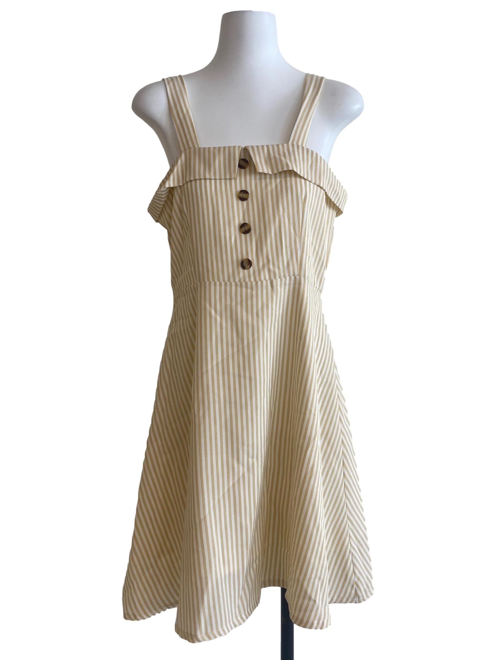 Yellow  & White Stripe Apron Dress