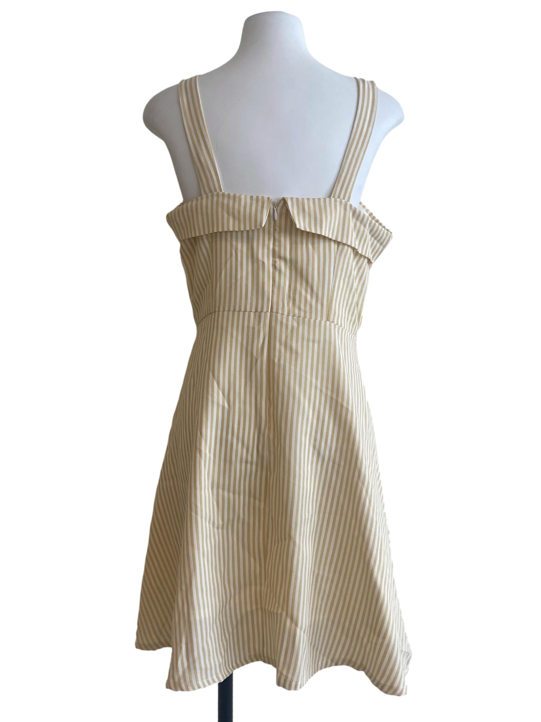 Yellow  & White Stripe Apron Dress