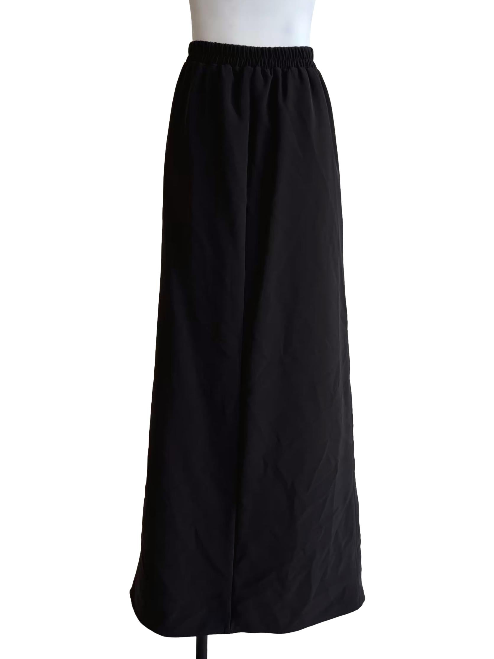 Ink Black Front Slit Maxi Skirt