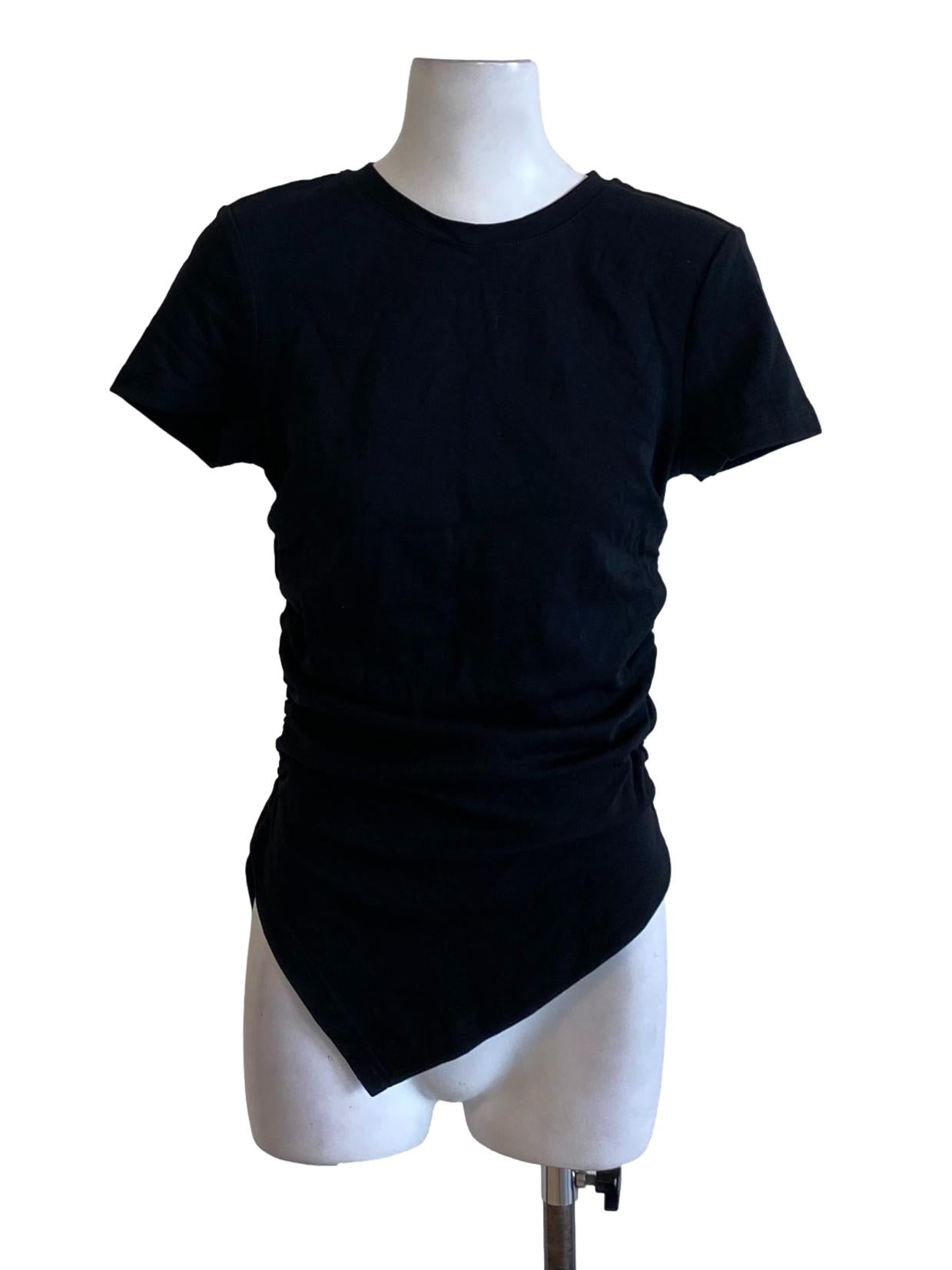 Ebony Black Round Neck Triangle Hem Bodycon Shirt