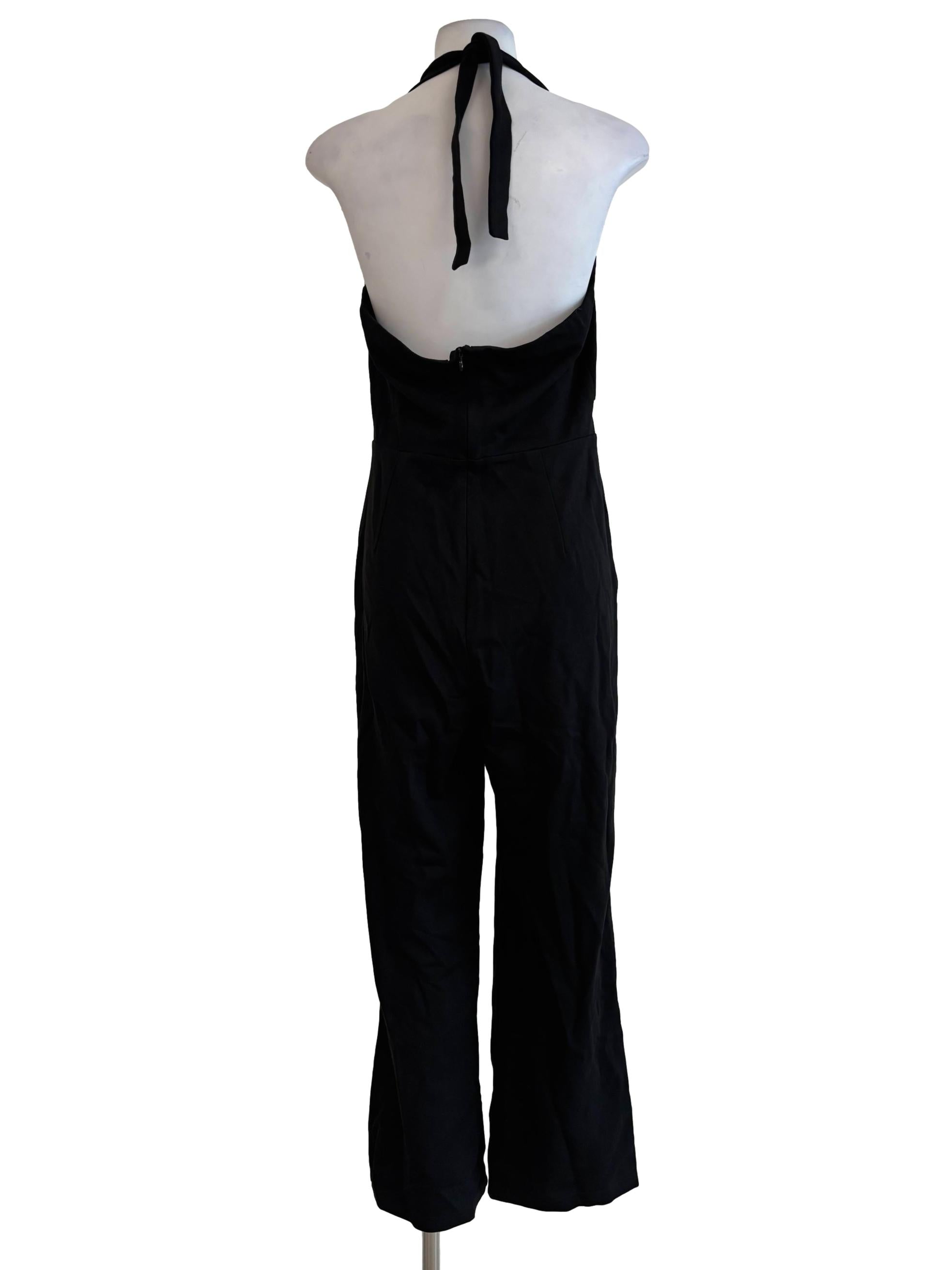 Jet Black Sleeveless Halter Jumpsuit