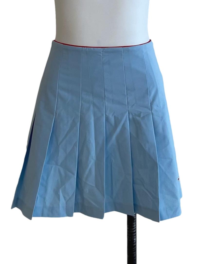 Sky Blue Pleated High-Waisted Skirt