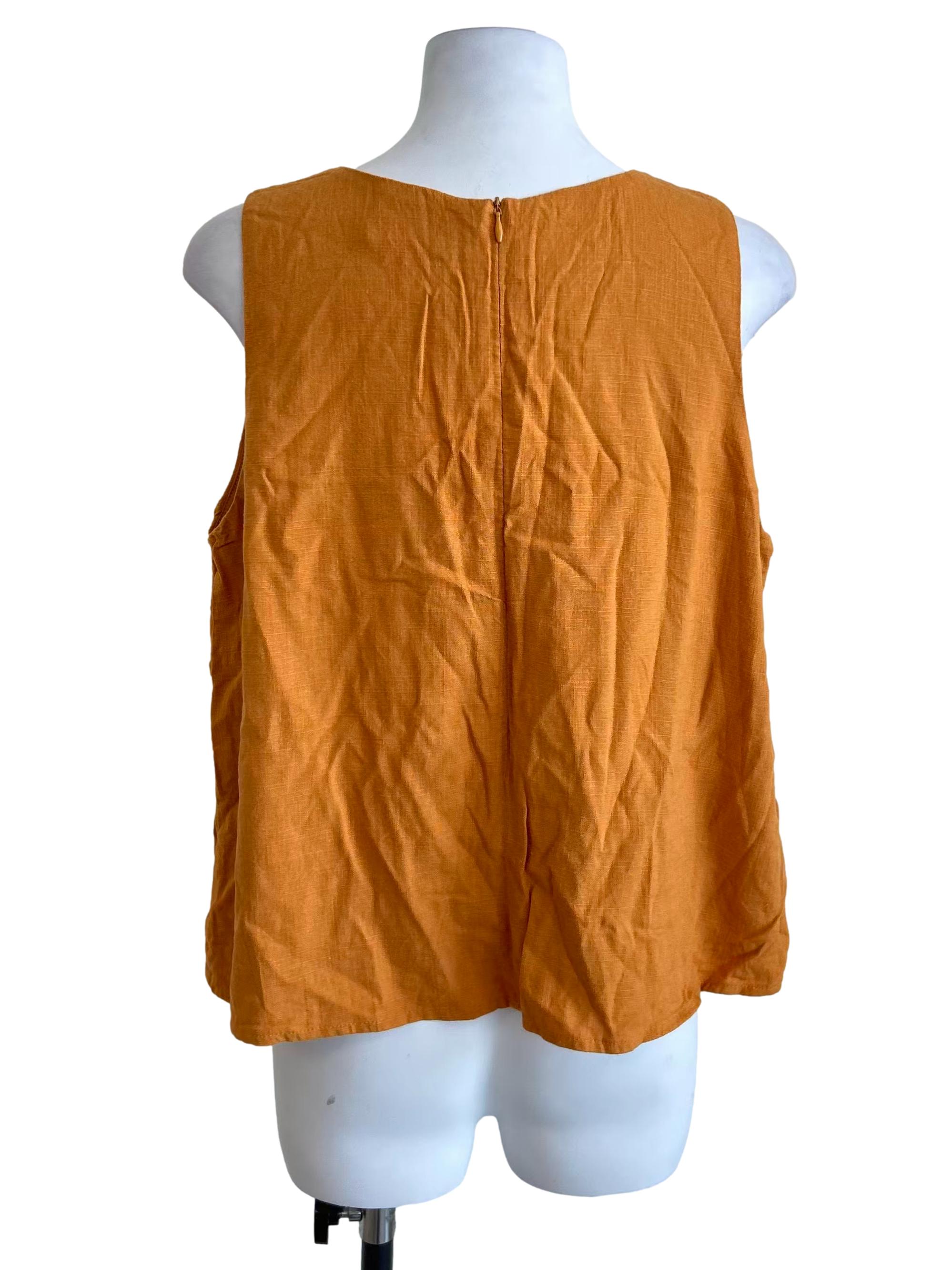 Fire Yellow Linen Sleeveless Top TCL