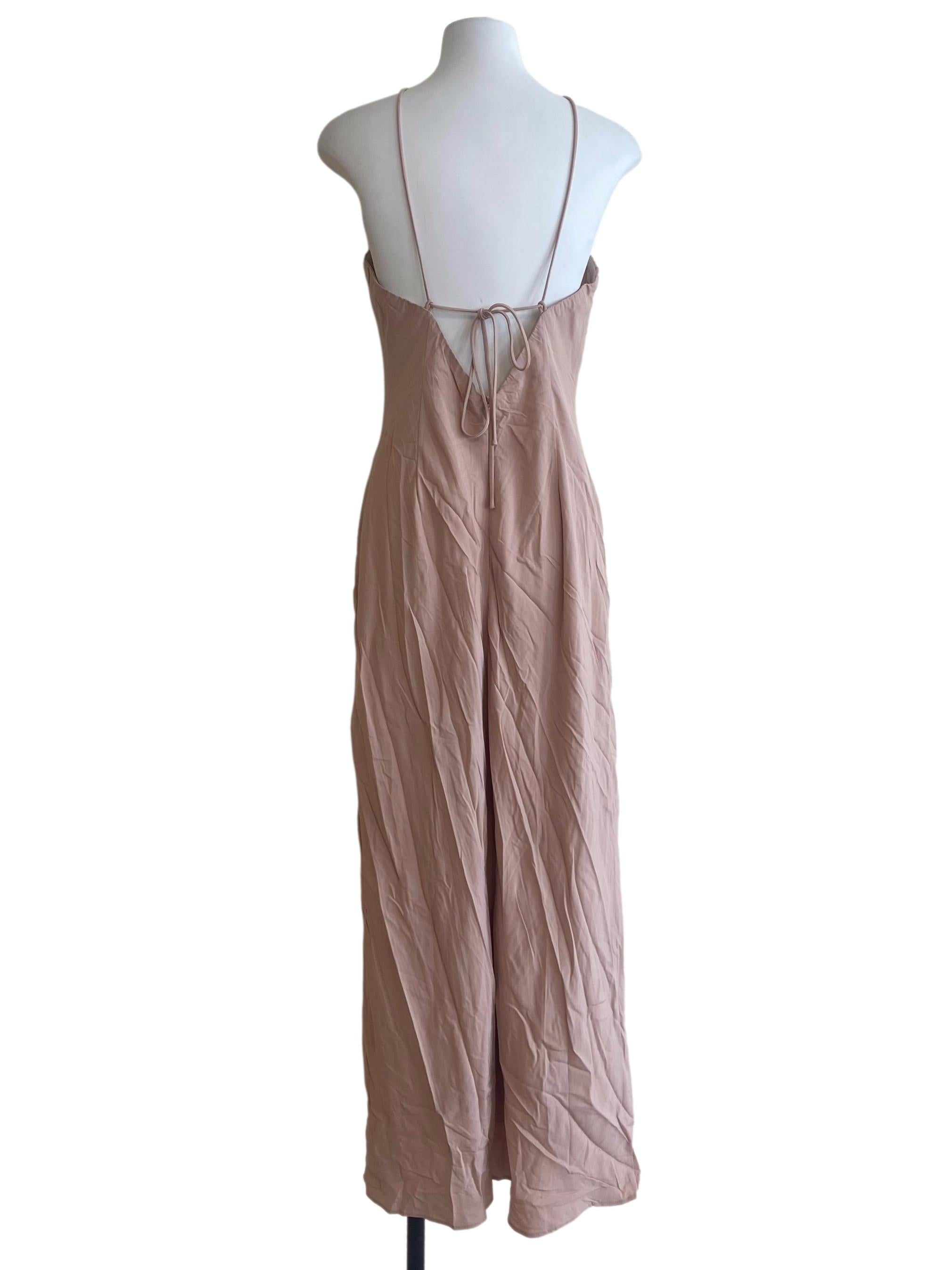 Crepe  Pink Halter Neck Slit  Empire Dress