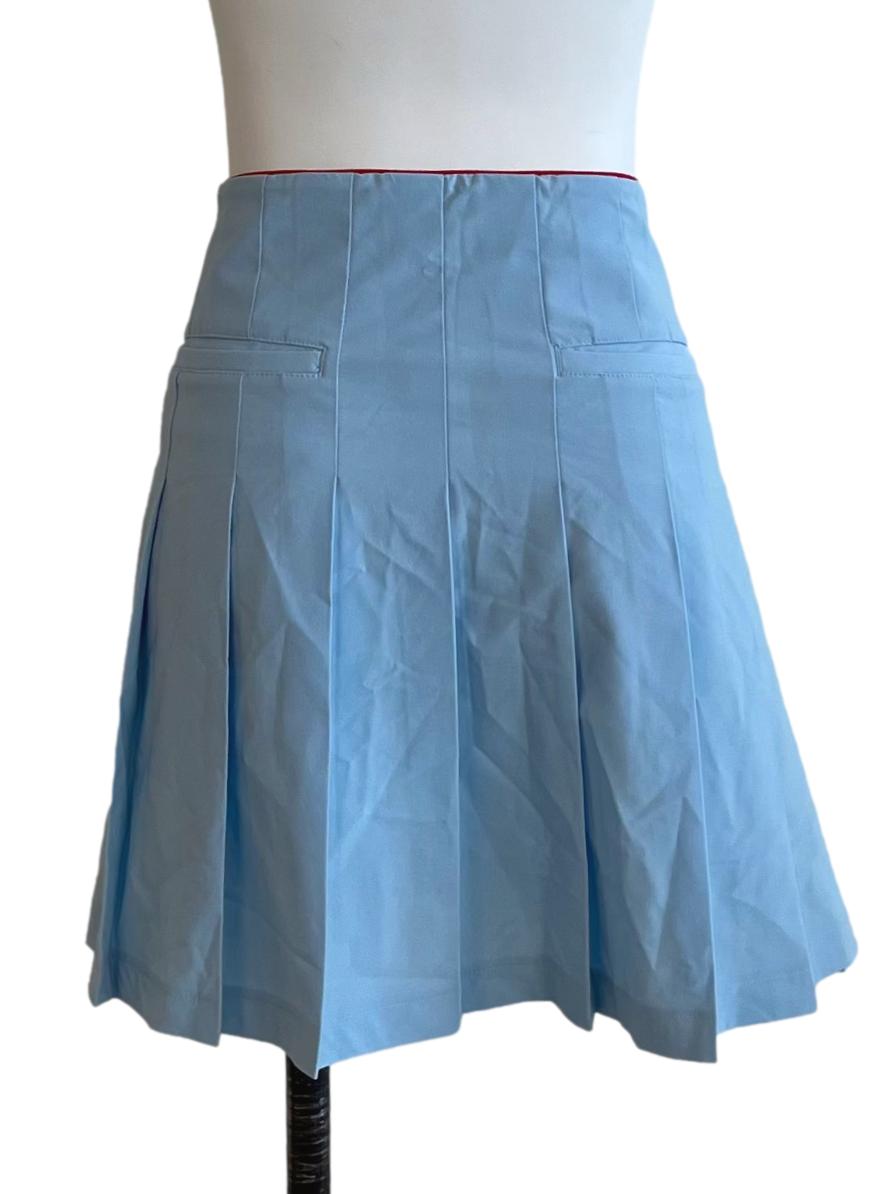 Sky Blue Pleated High-Waisted Skirt