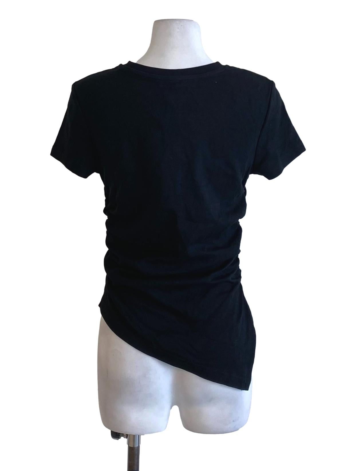 Ebony Black Round Neck Triangle Hem Bodycon Shirt