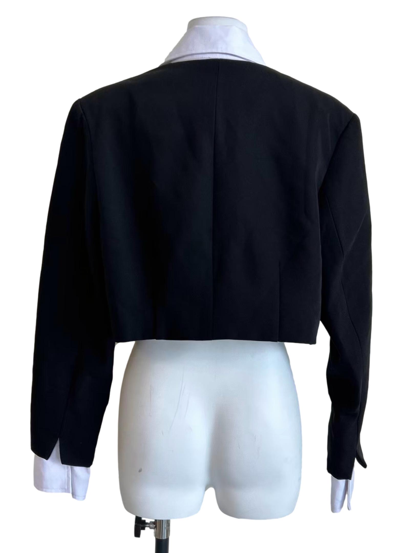 Black Cropped Layered Blazer Jacket