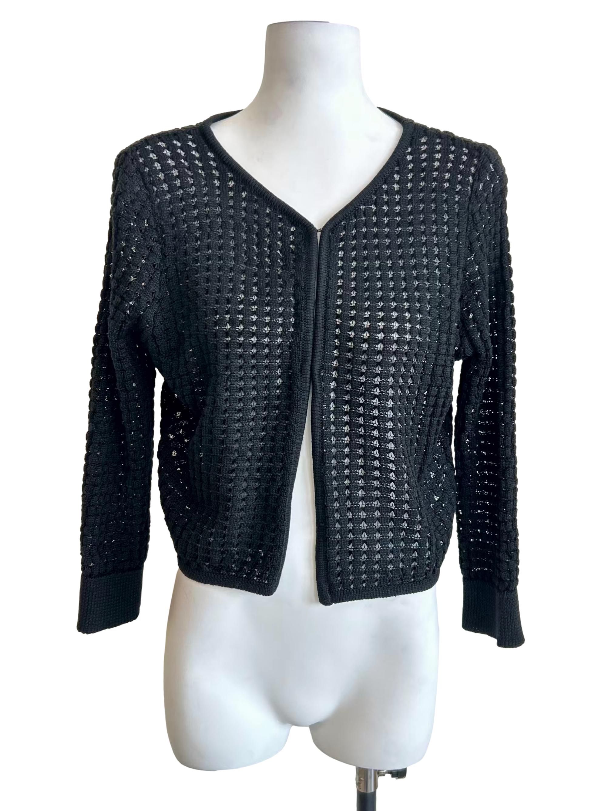 Black Open Front Crochet Cardigan LB