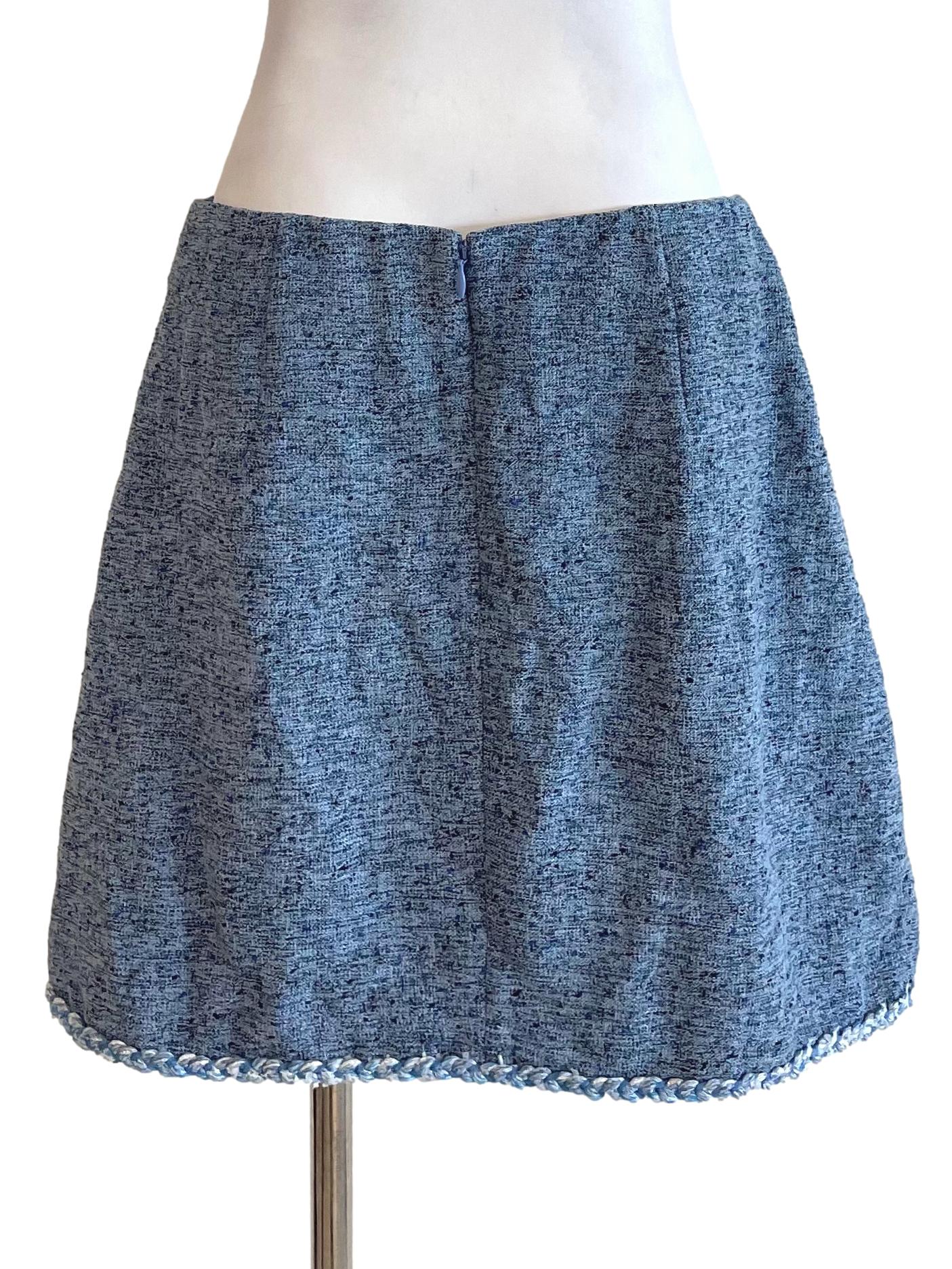 Blue Shiny Tweed Skirt LB