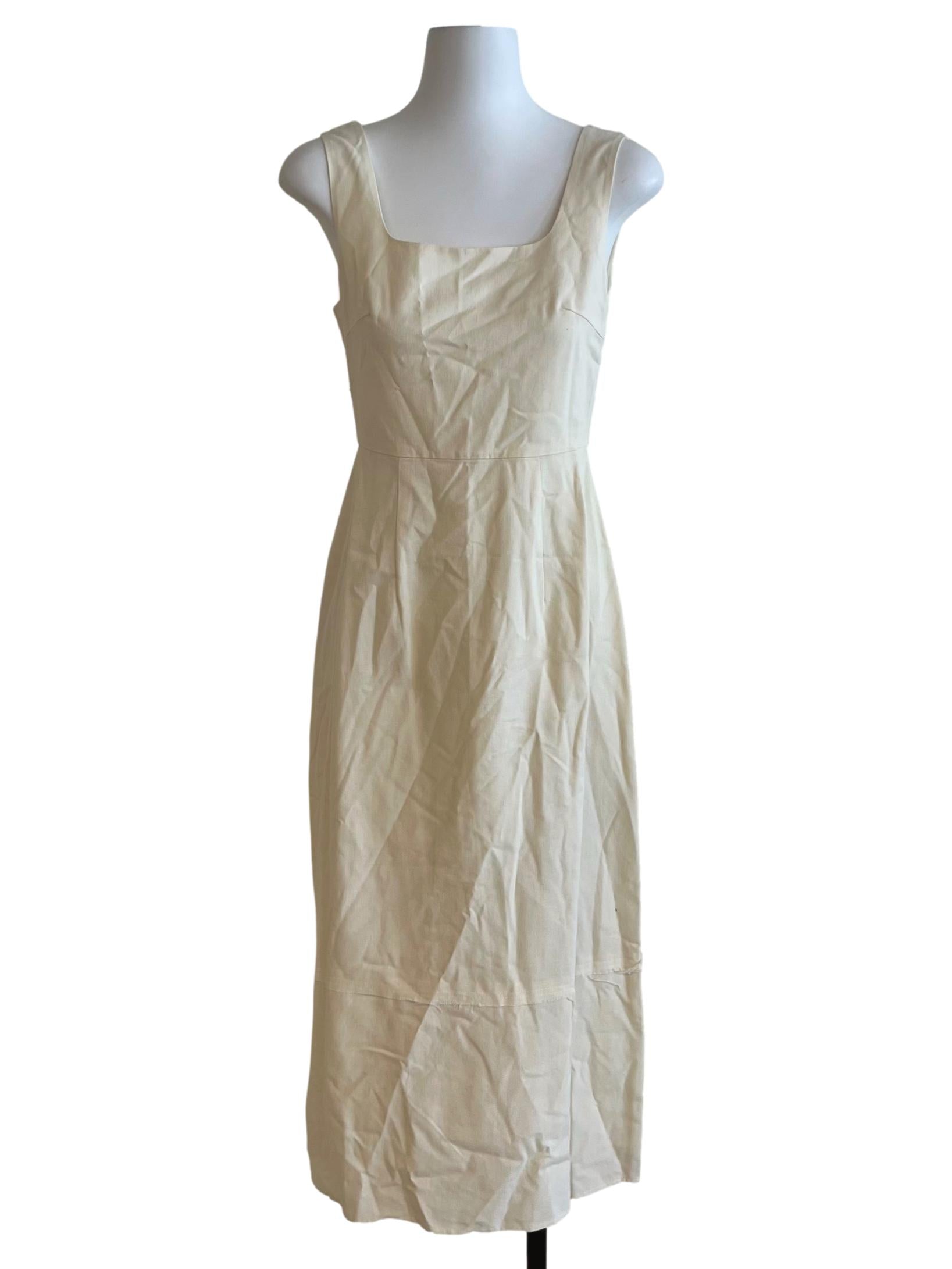 Linen Fitted Midi Dress OSN