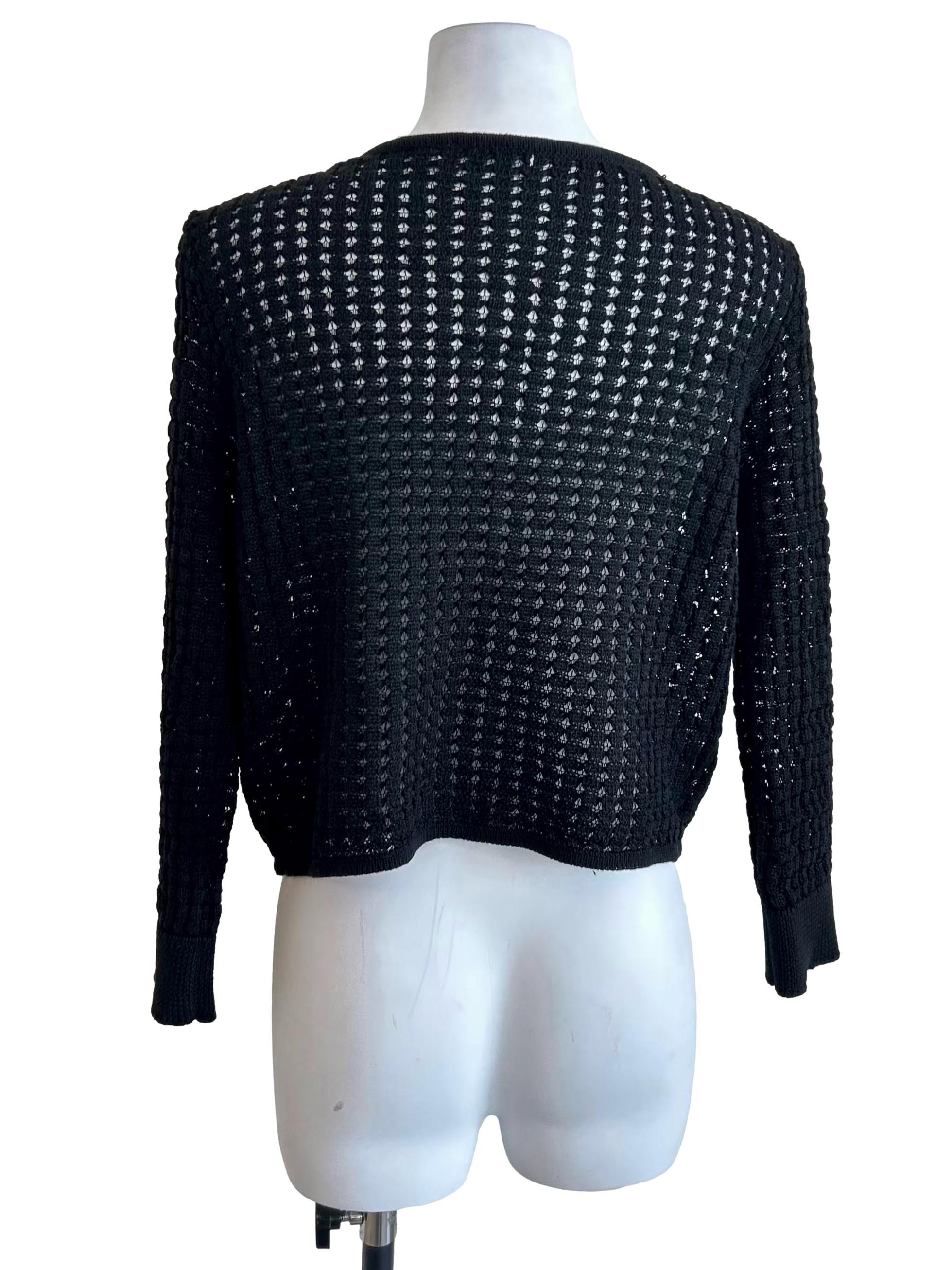 Black Open Front Crochet Cardigan LB