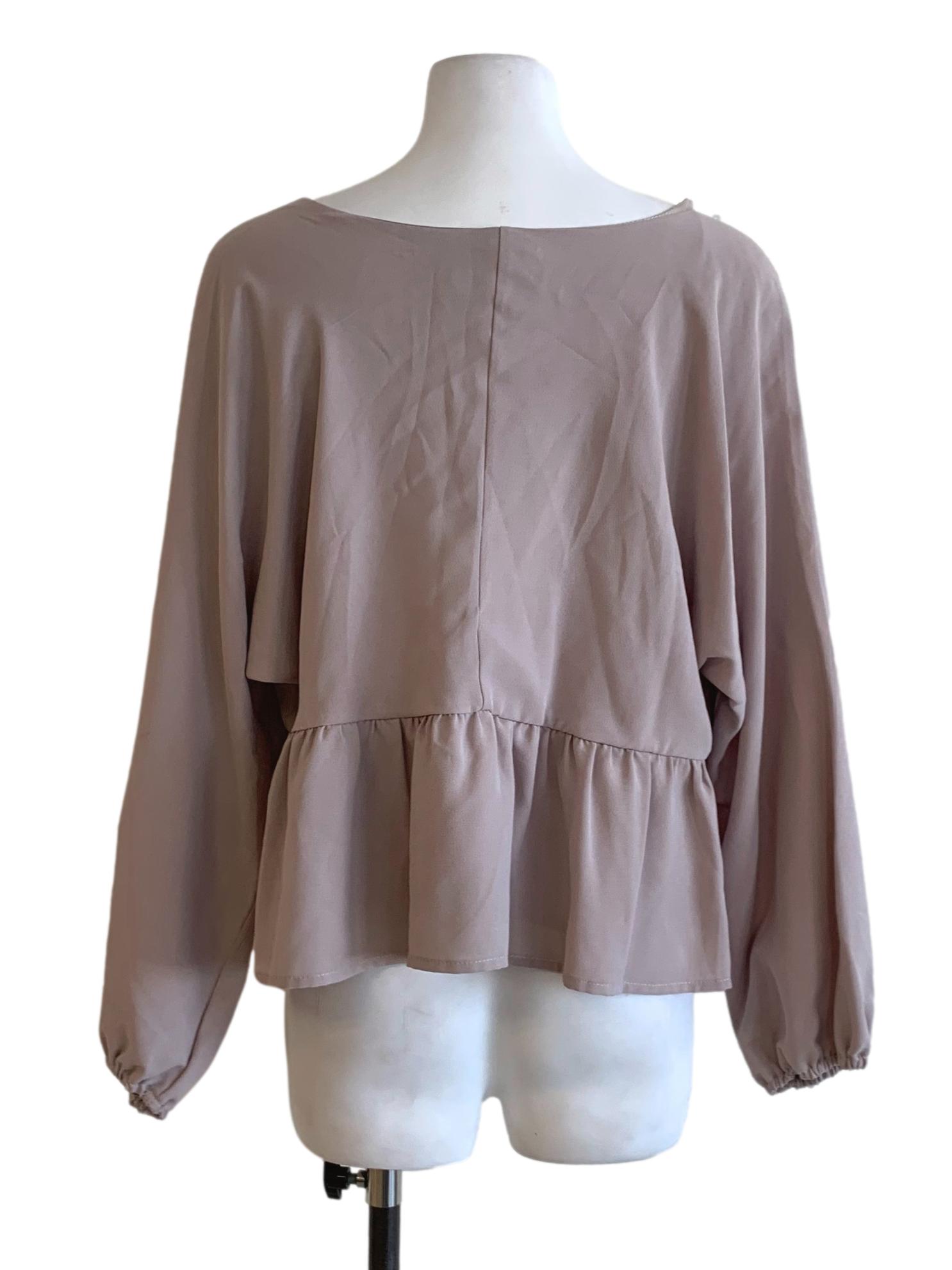 Beige V-Neckline Blouse