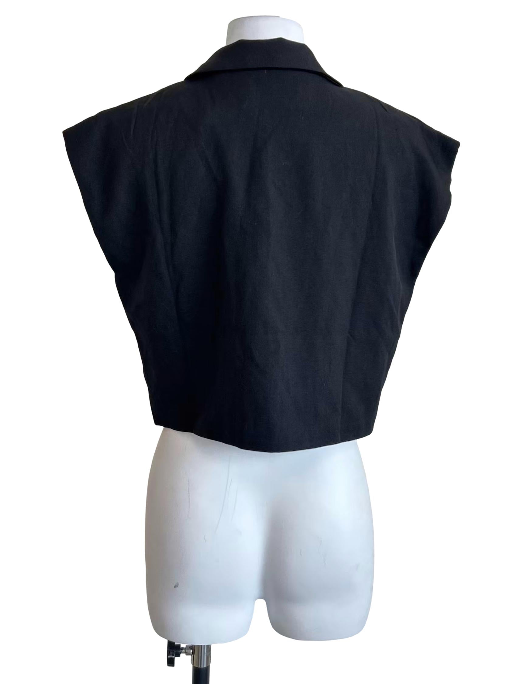 Black Short Sleeve Cropped Blazer