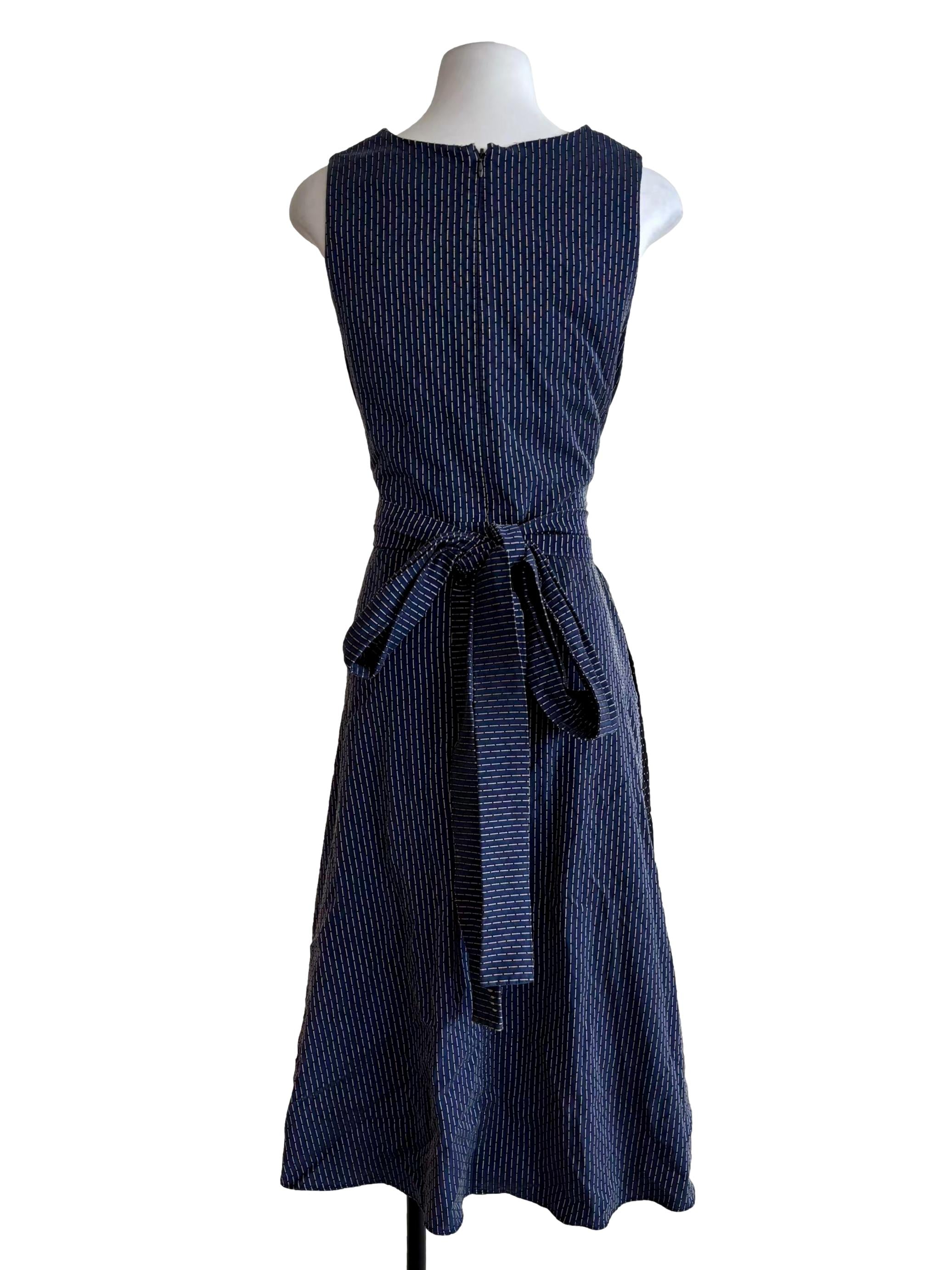 Blue Black Mixed Patterned A-Line Dress