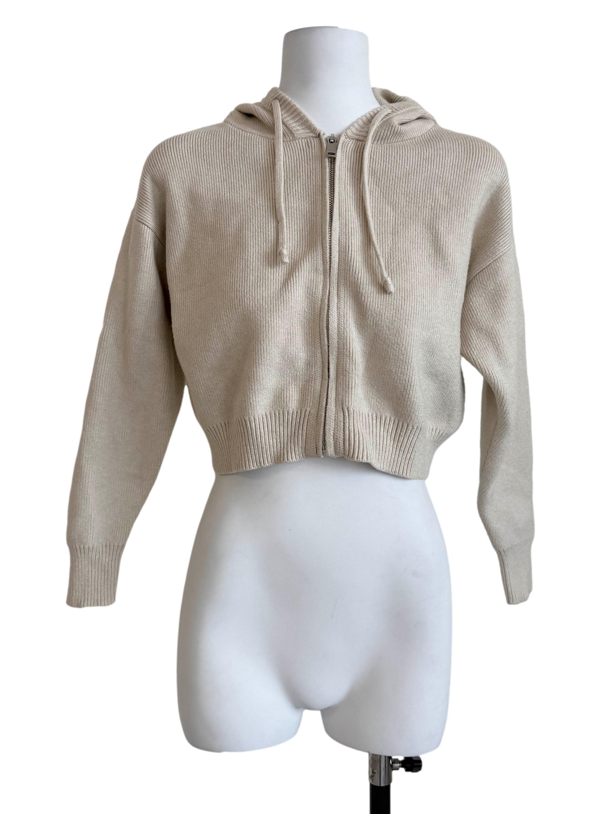 Parchment Beige Knit Hoodie