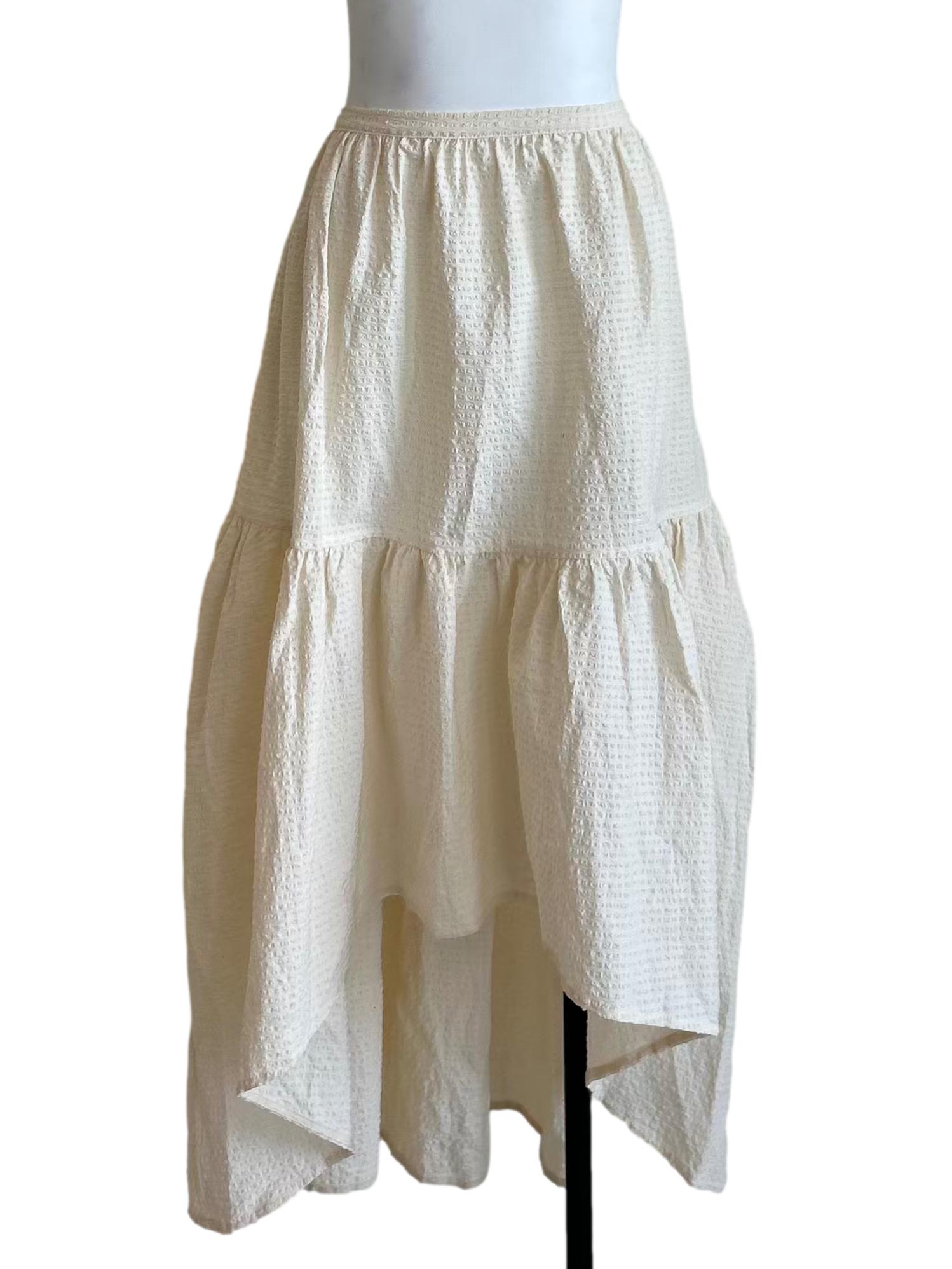 White High Low Tiered Skirt