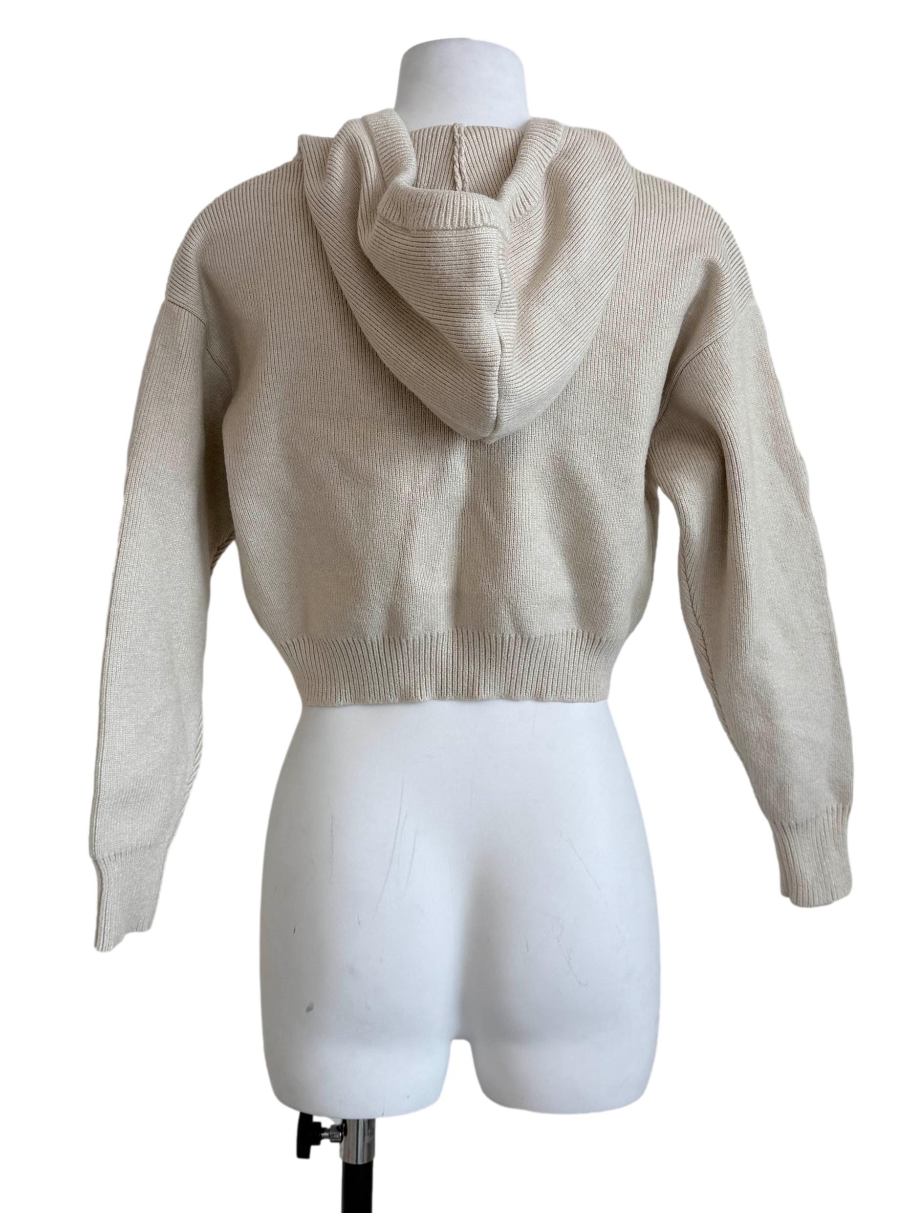 Parchment Beige Knit Hoodie