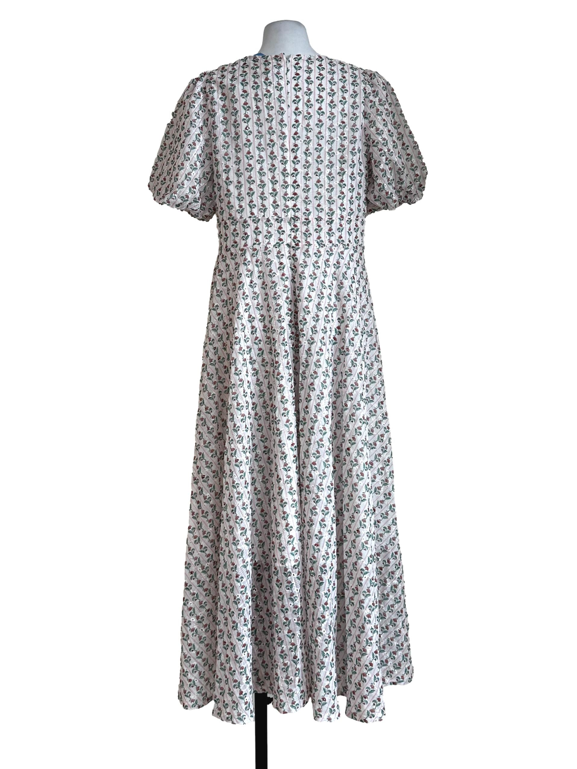 White Flower Embroidered Dress