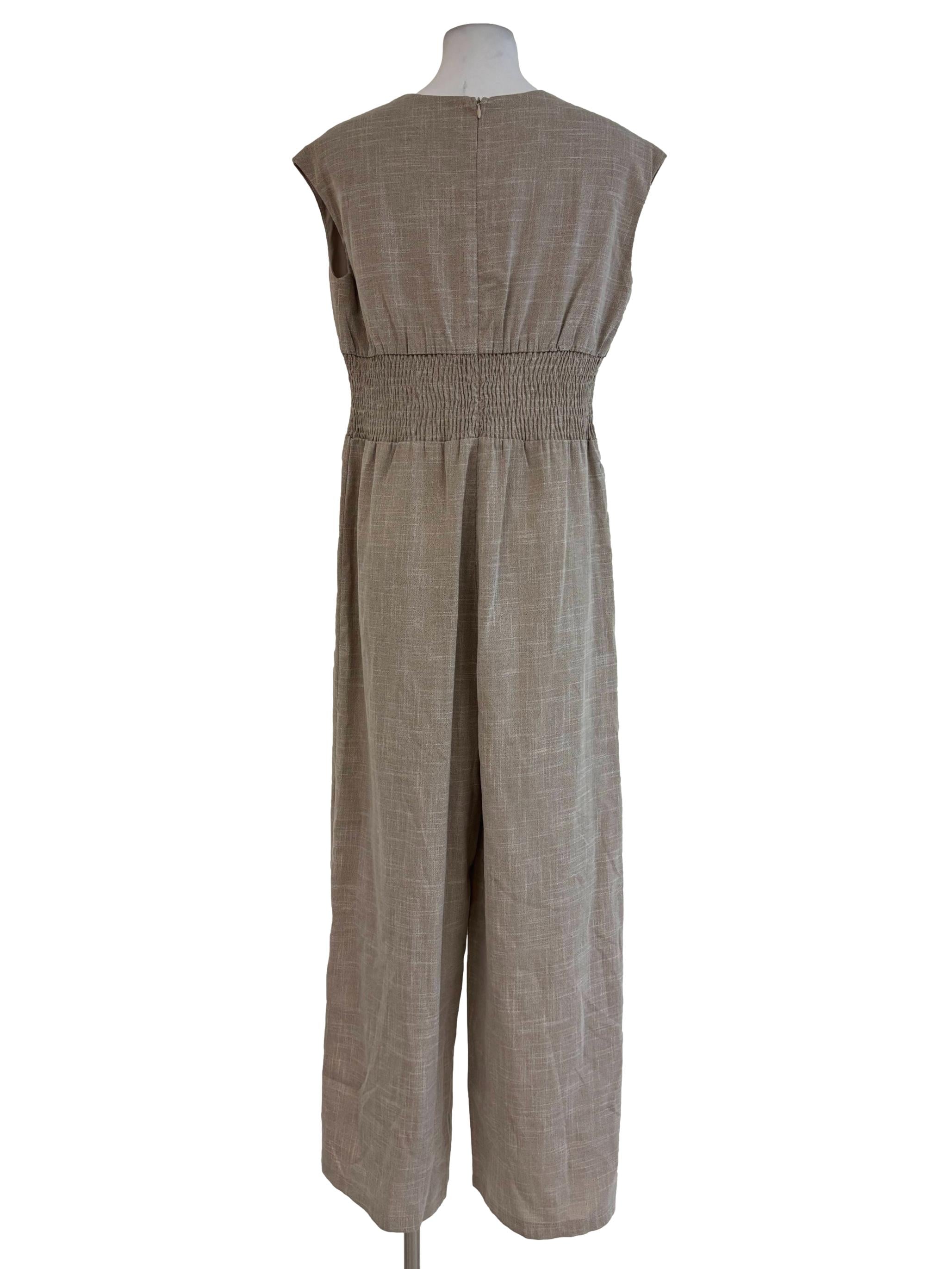 Eggshell Sleeveless Wide Leg Jumpsuit