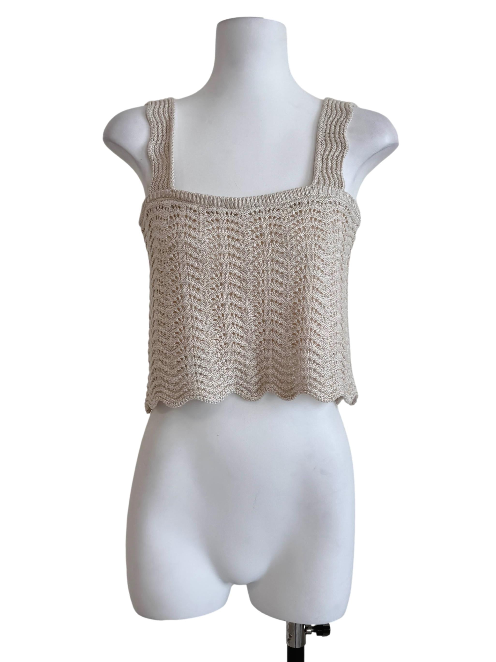 Parchment Beige Square Neck Top