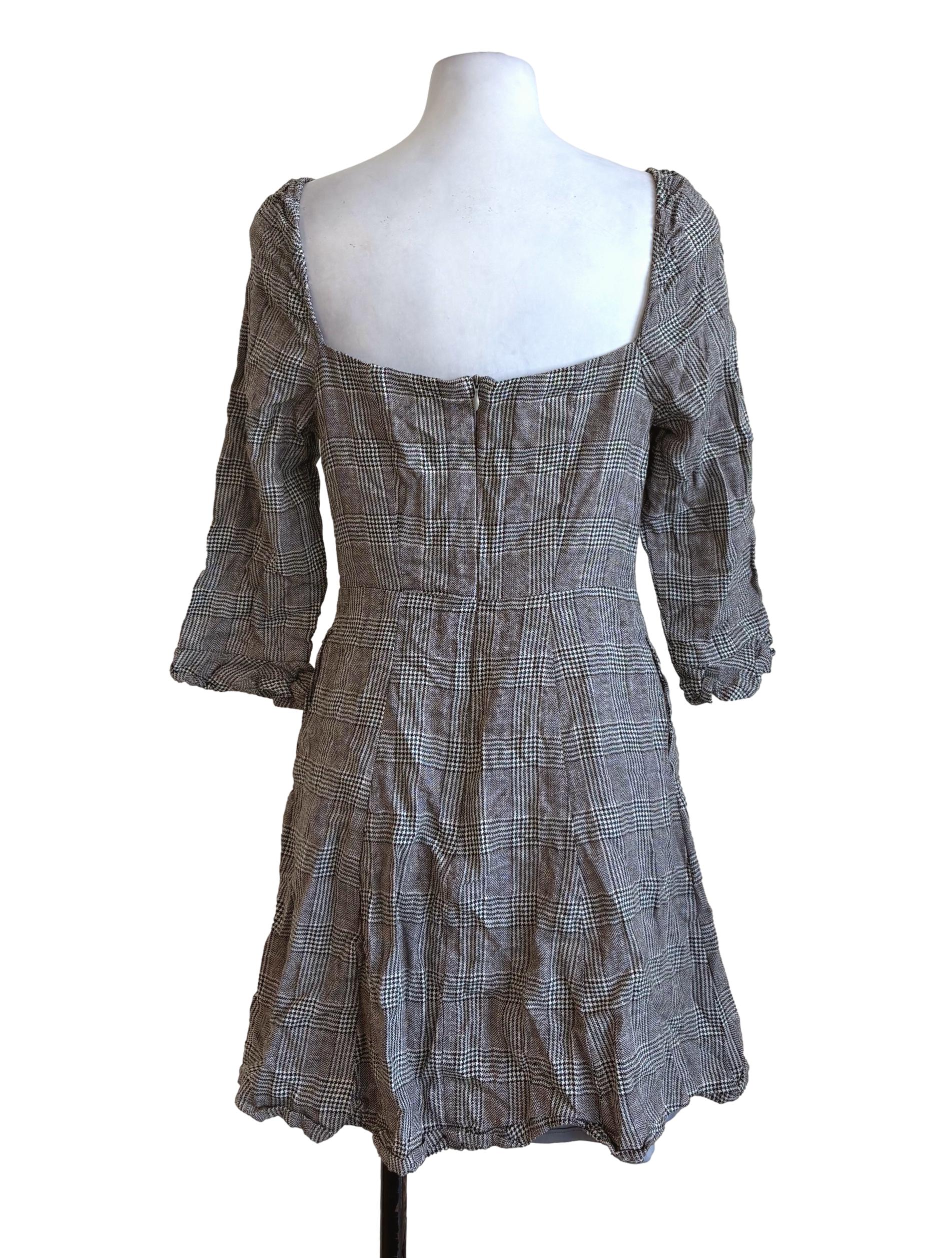 Grey Prince Of Wales A-Line Dress