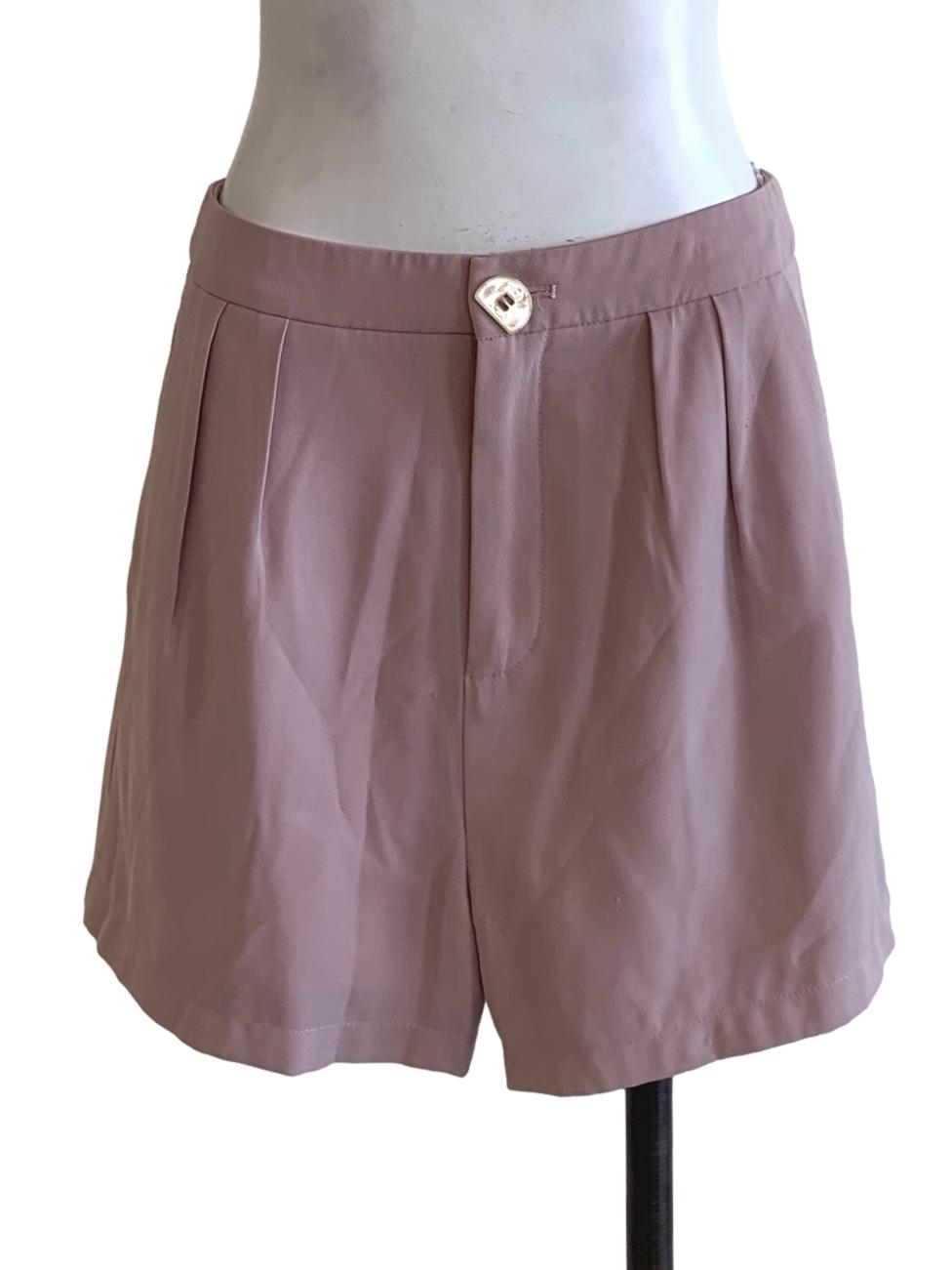 Rose Pink Plain High-Waisted Short