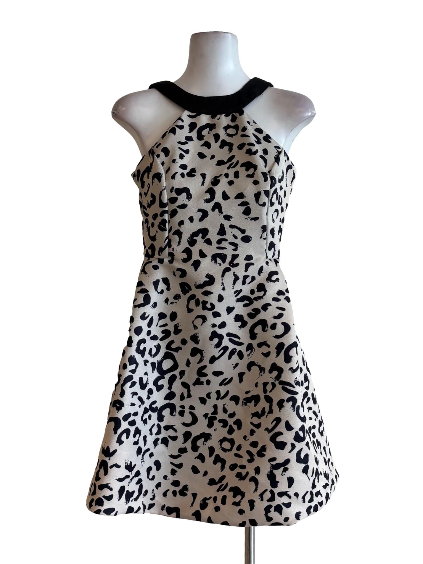 Coconut White Leopard Print Backless Dress