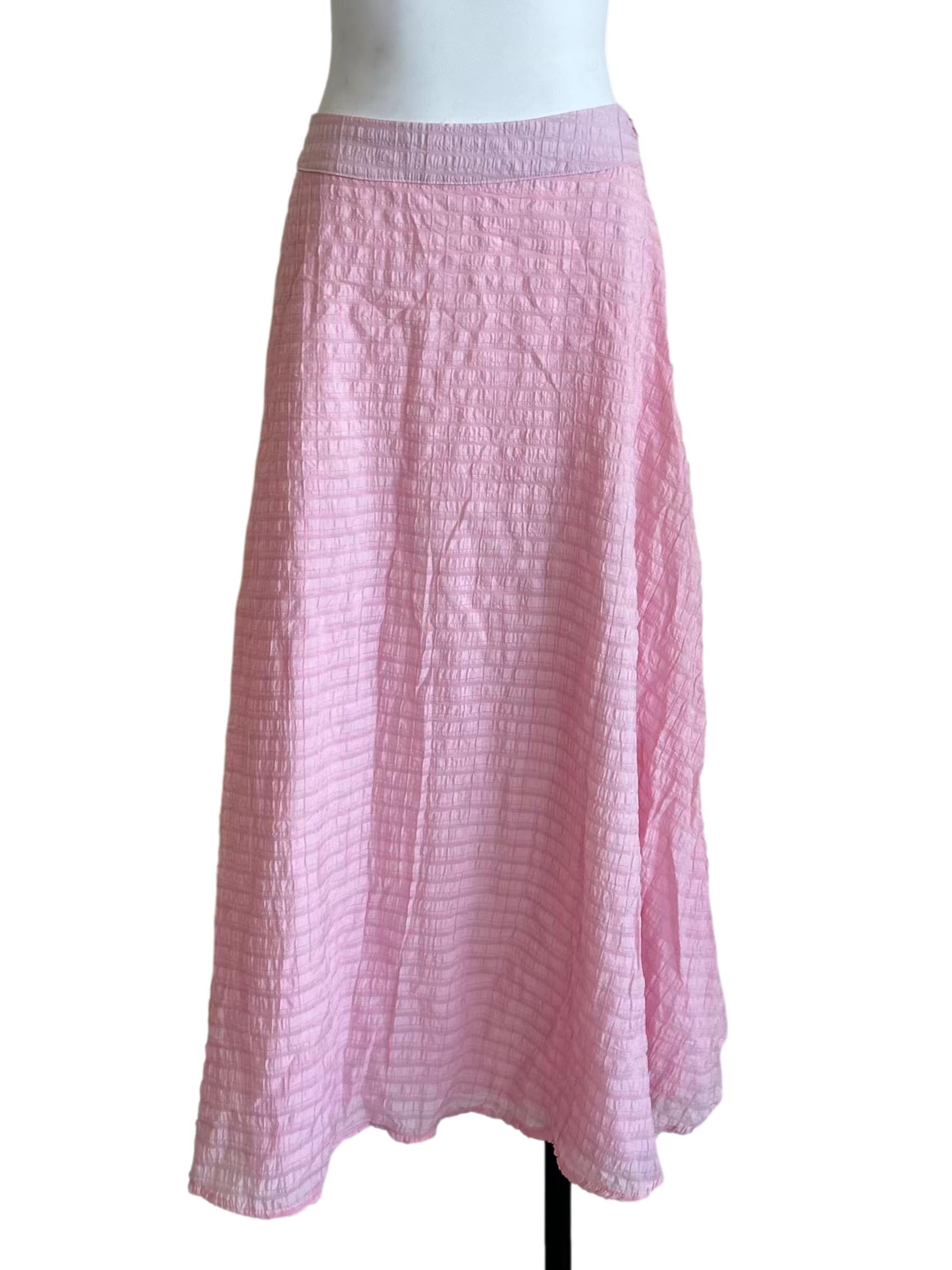 Pink Plisse High Waisted Skirt