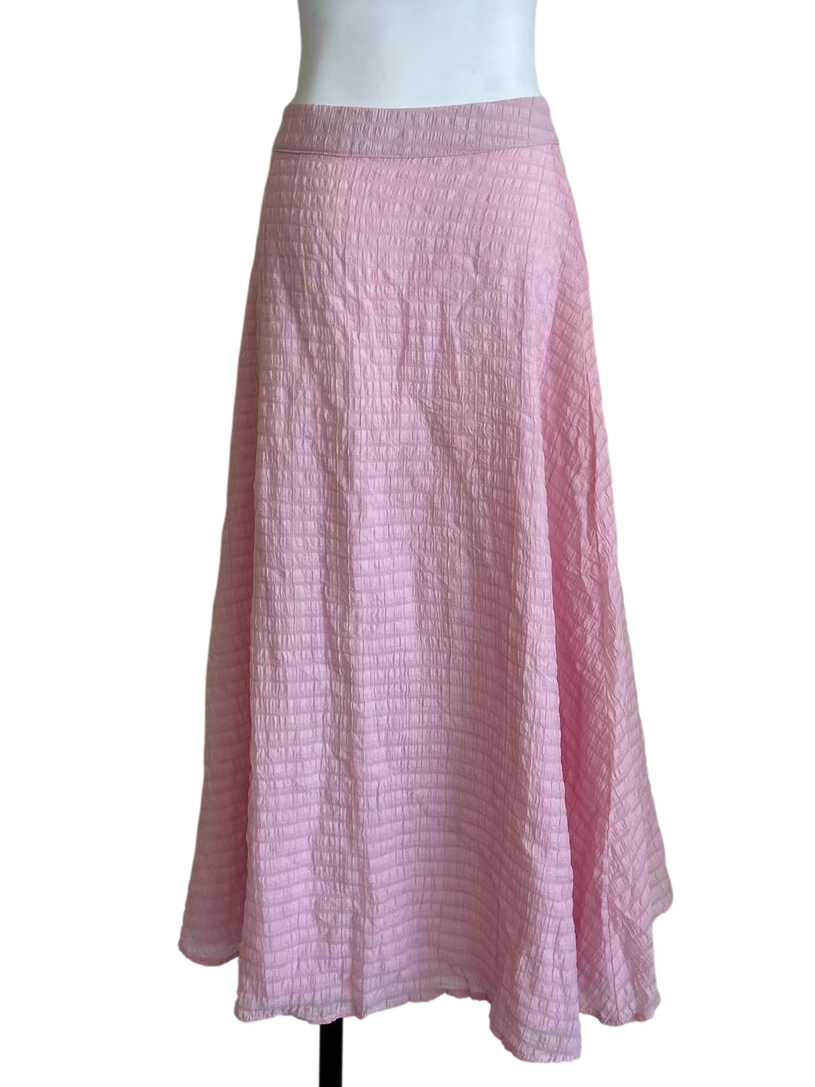 Pink Plisse High Waisted Skirt