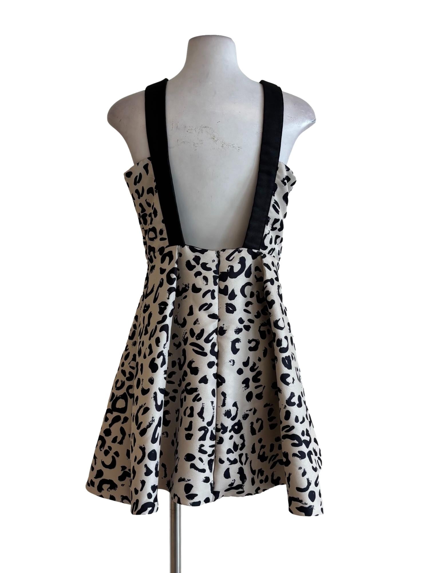 Coconut White Leopard Print Backless Dress