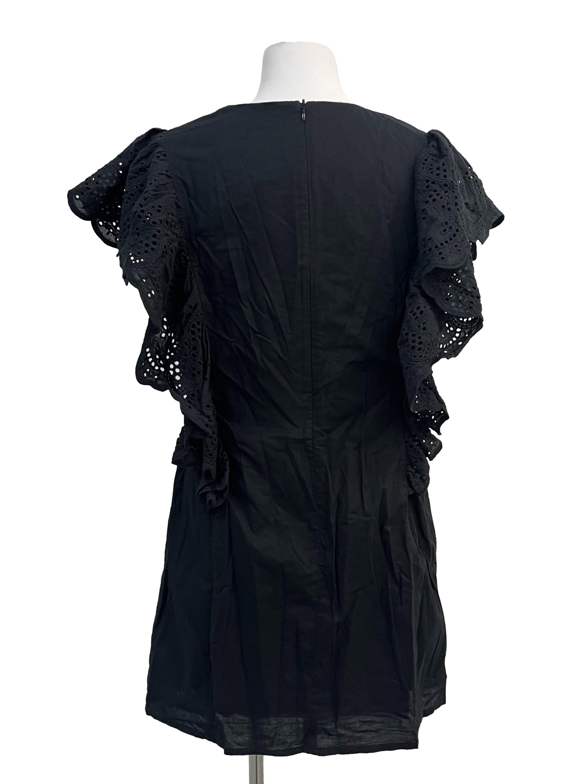 Black Lace Hollow Butterfly Sleeves Dress