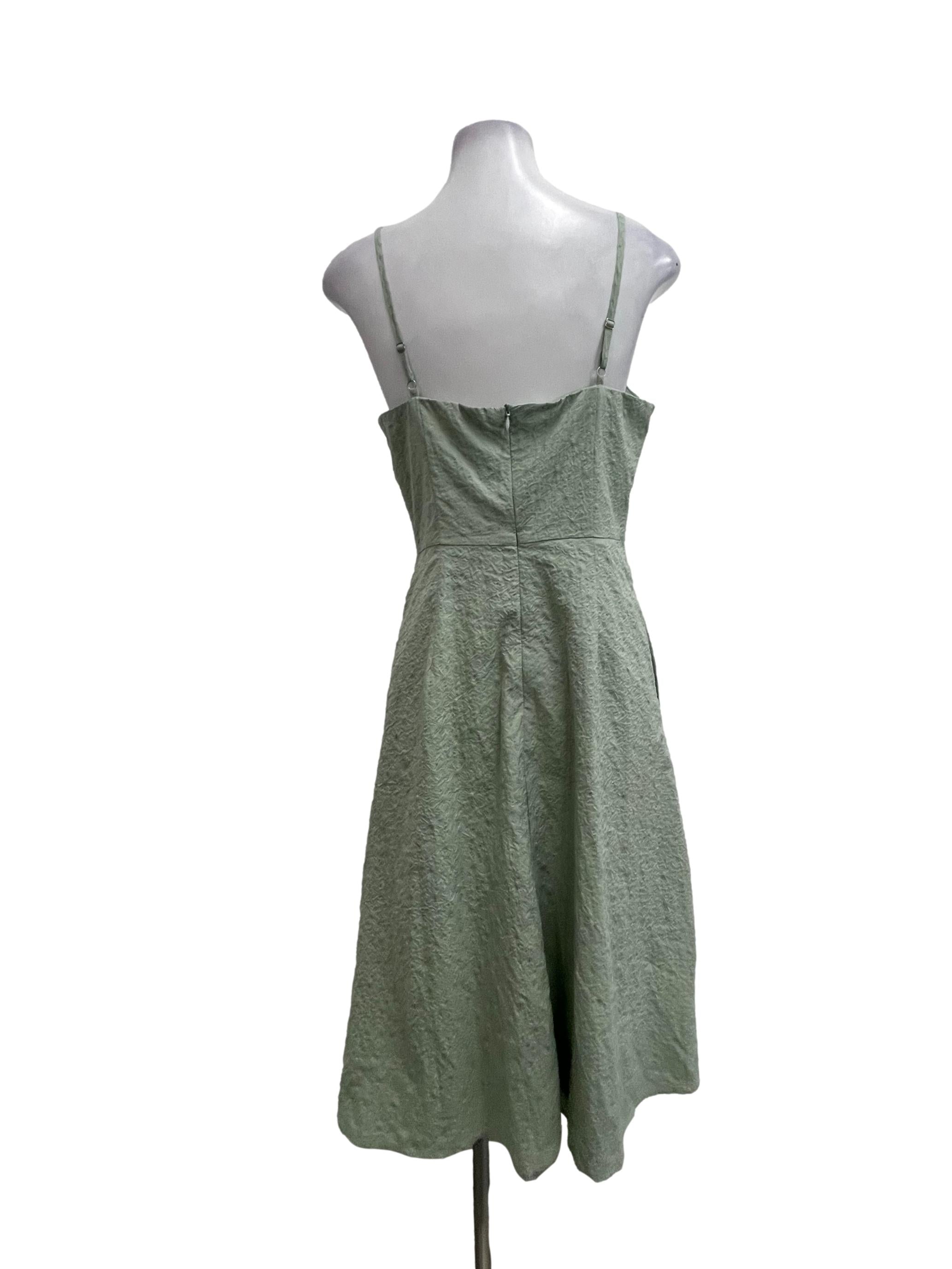 Green Floral Textured Spag Dress