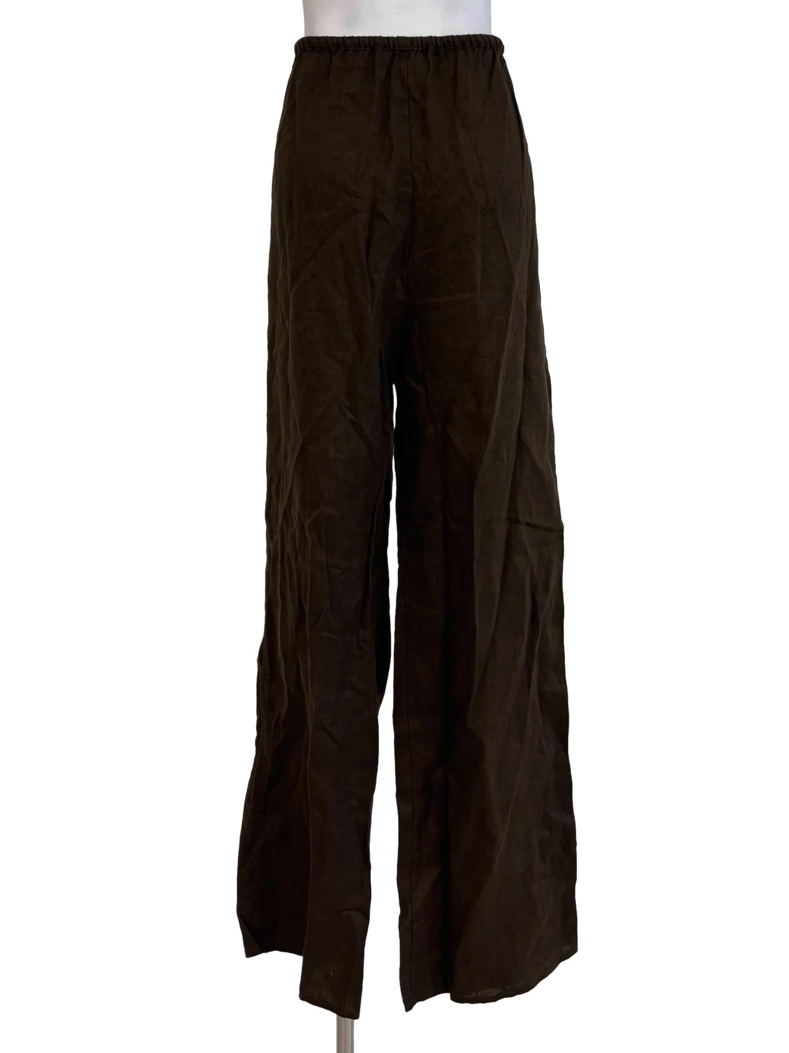 Taupe Wide Leg Linen Pants